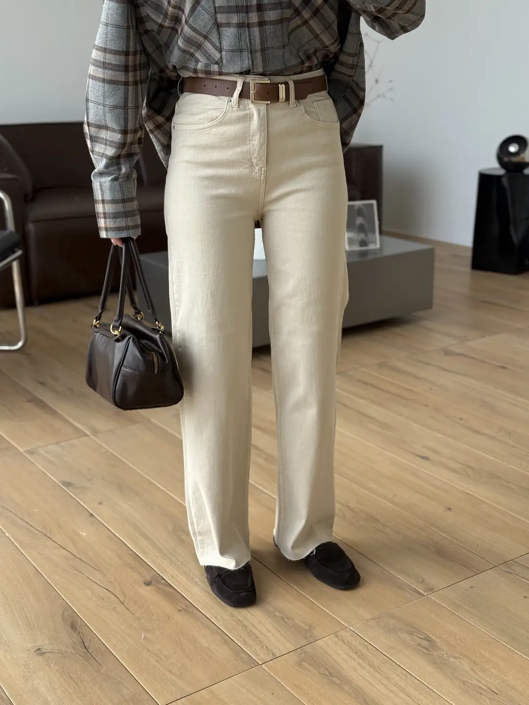 Bej Kemerli Likralı Jean - Görsel 2