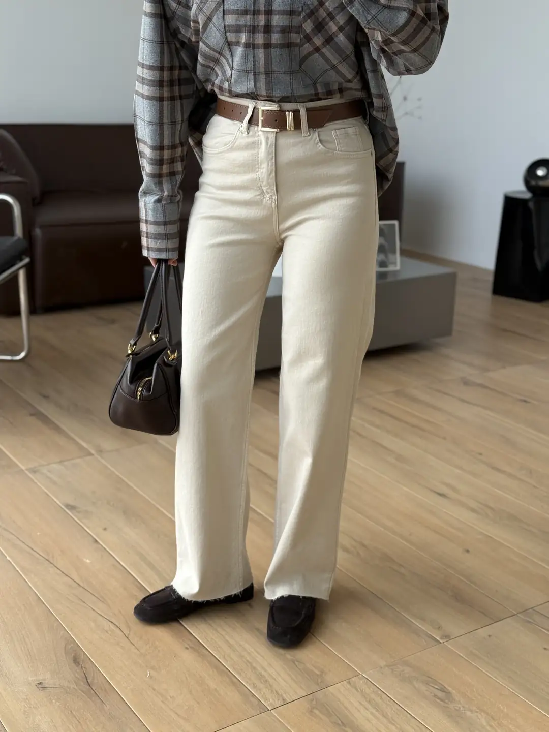 Bej Kemerli Likralı Jean - Görsel 3