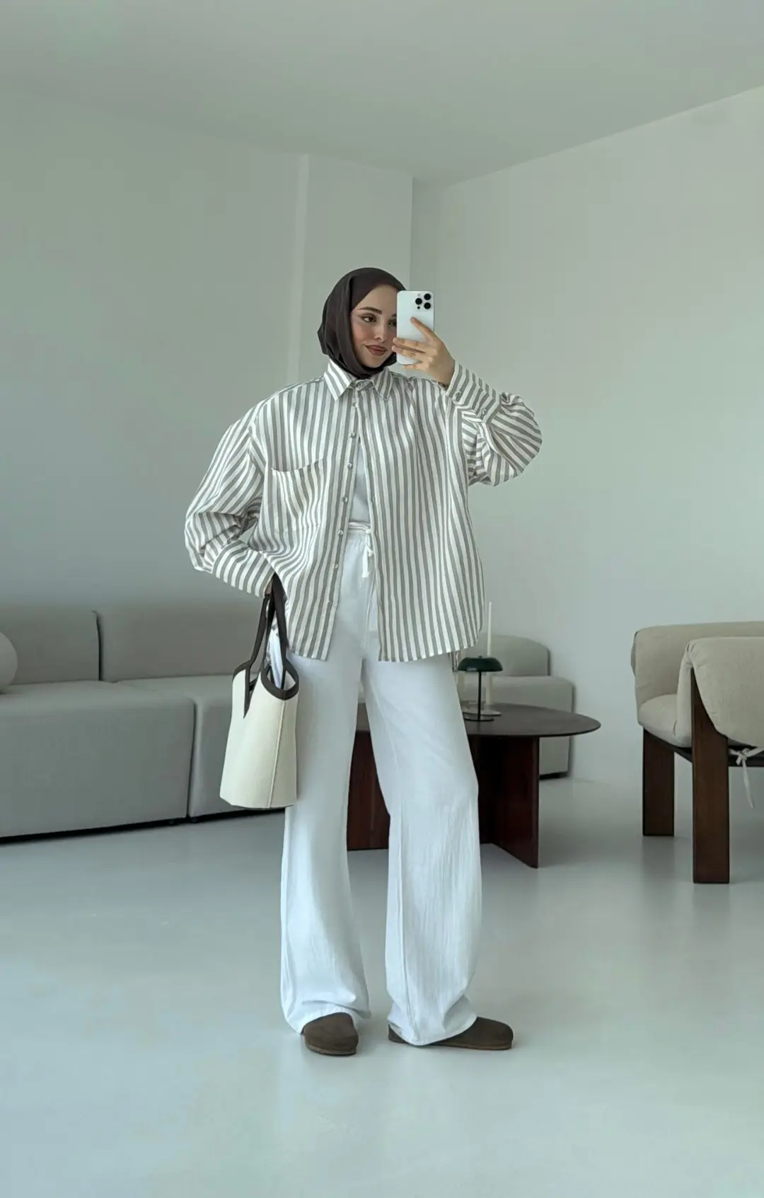 Bej Vizon  Çizgili Gömlek - Görsel 4