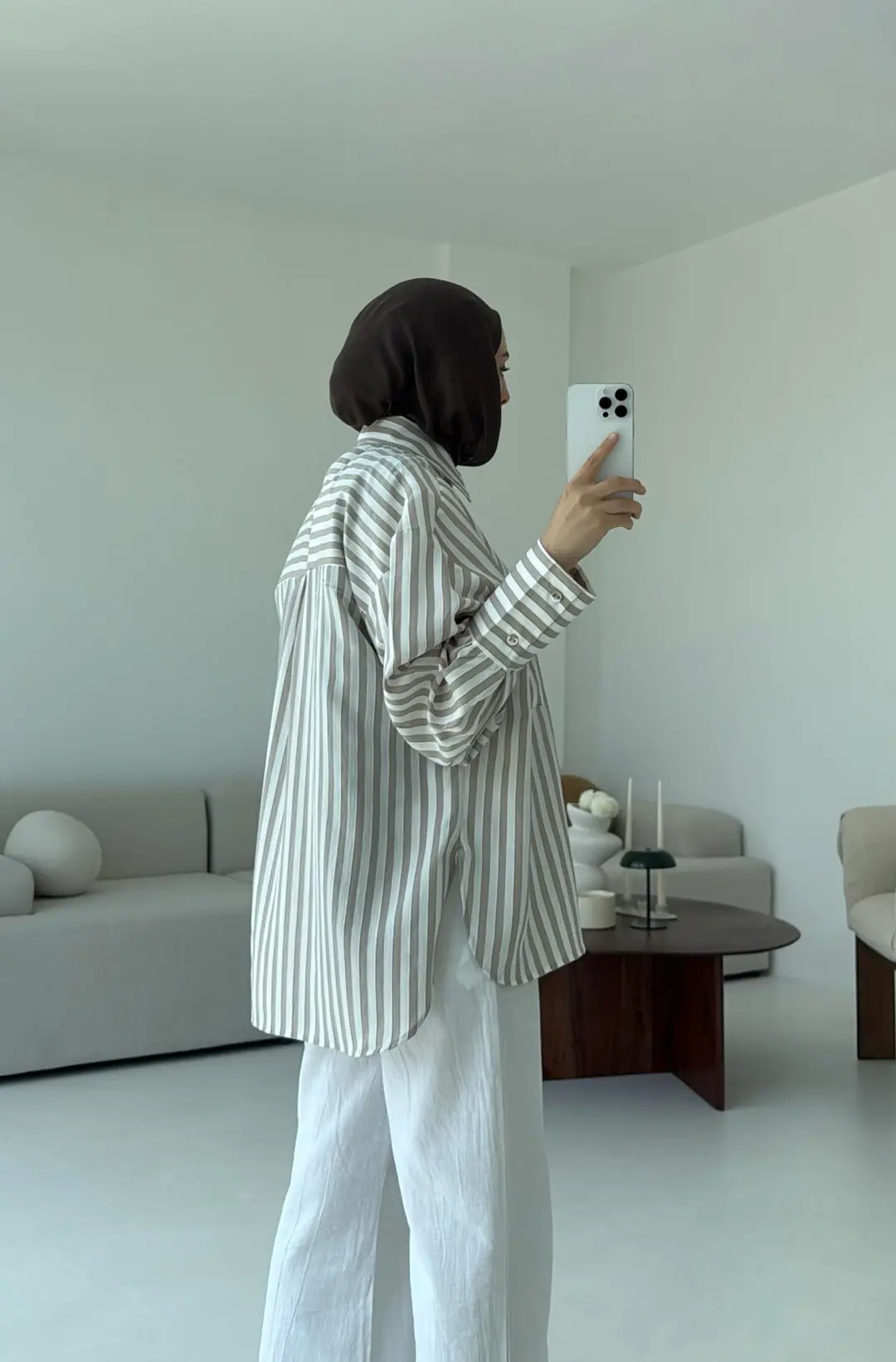 Bej Vizon  Çizgili Gömlek - Görsel 5