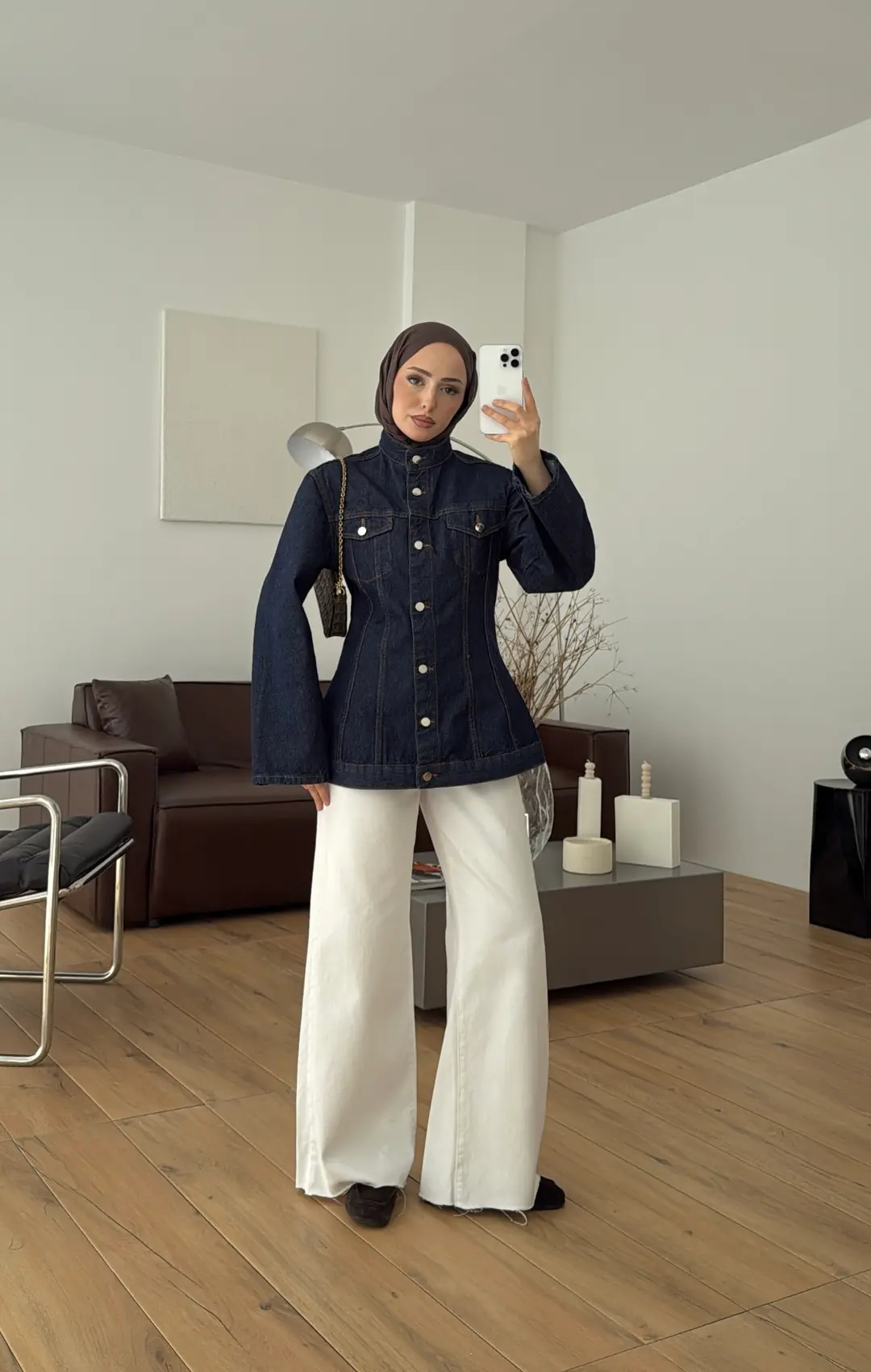 Belden Oturtmalı Fit Denim Ceket - Görsel 2