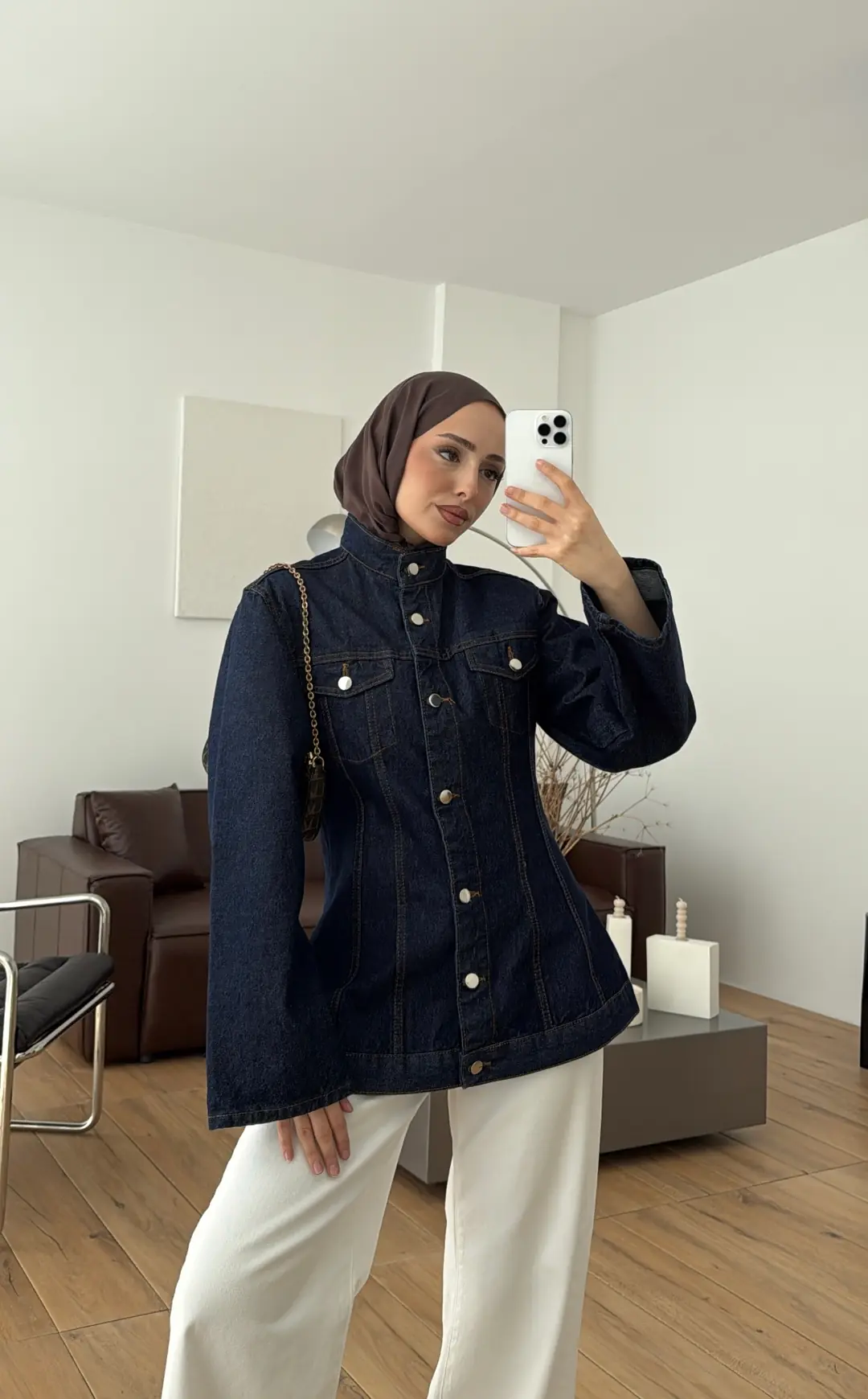 Belden Oturtmalı Fit Denim Ceket - Görsel 3