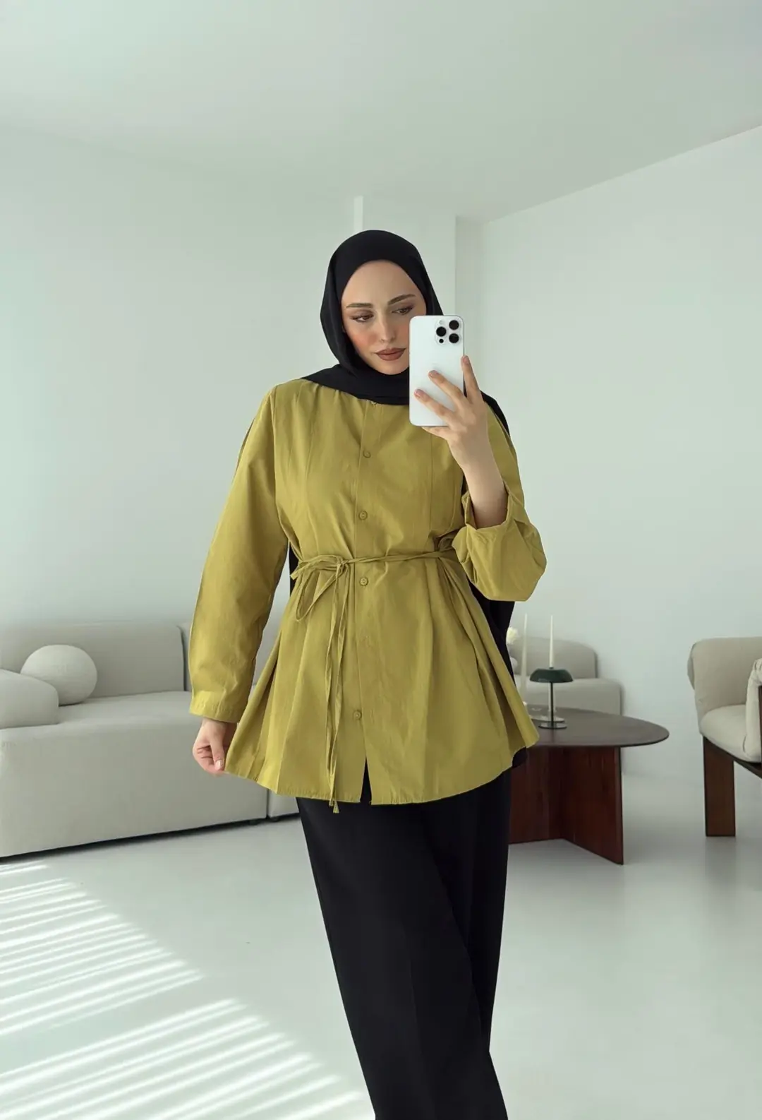 Belden Oturtmalı Gömlek Oliive