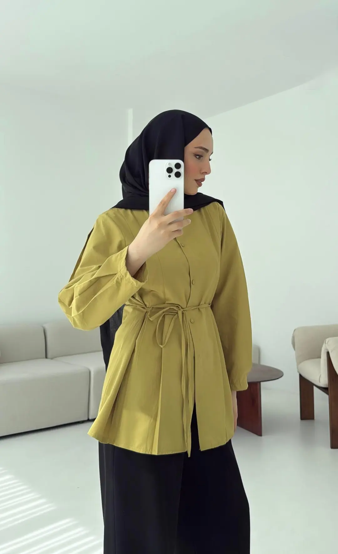 Belden Oturtmalı Gömlek Oliive - Görsel 2