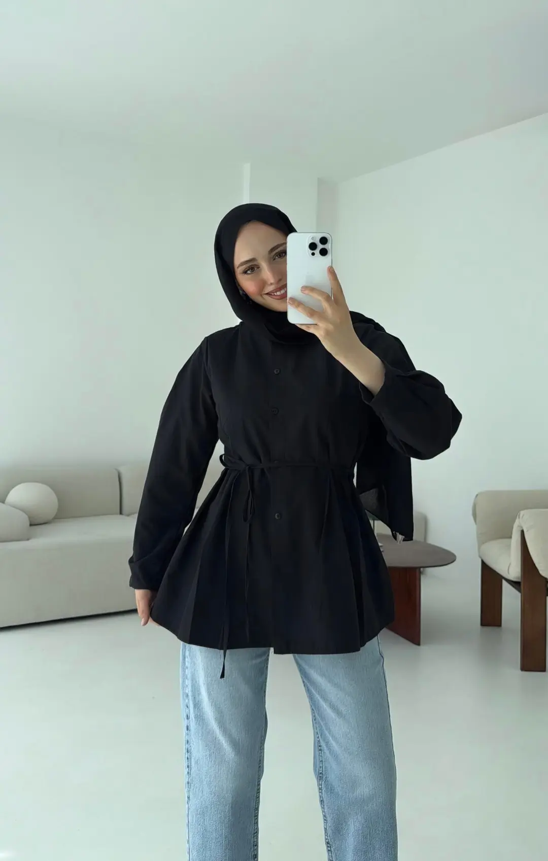 Belden Oturtmalı Gömlek Siyah - Görsel 3