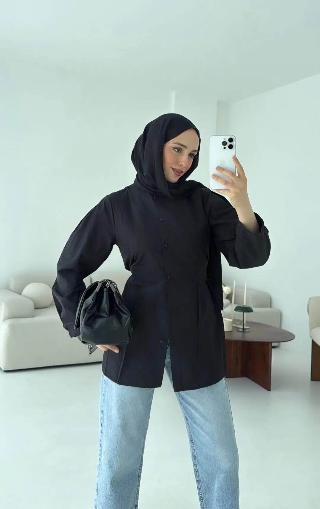 Belden Oturtmalı Gömlek Siyah - Görsel 4