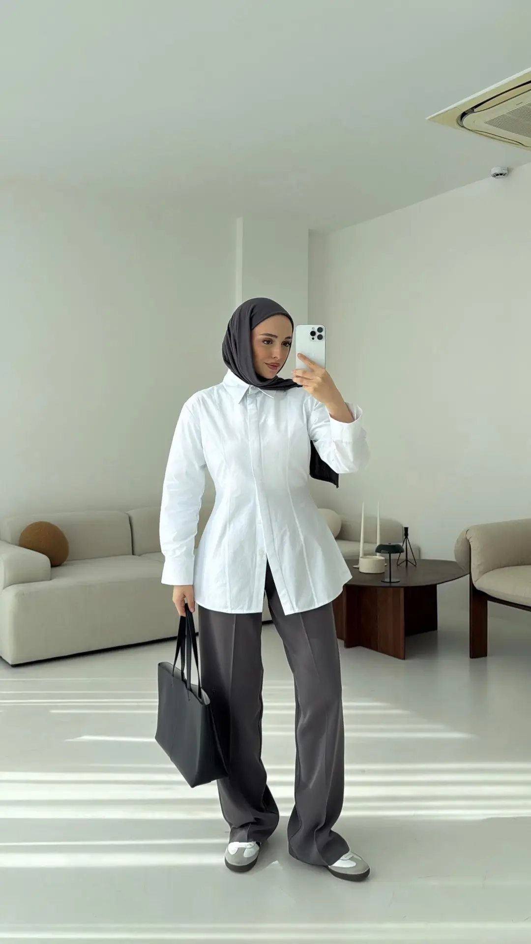 Belden Oturtmalı Poplin Gömlek Beyaz