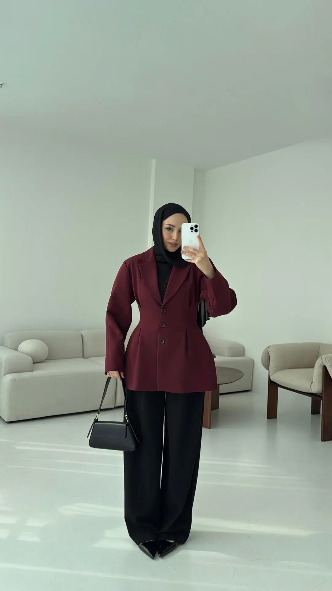 Belden Oturtmalı Tasarım Ceket Bordo