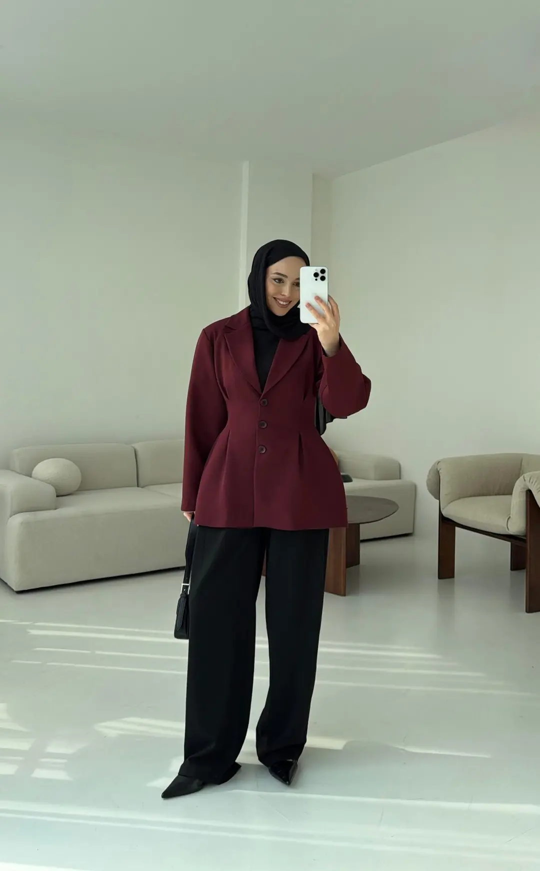 Belden Oturtmalı Tasarım Ceket Bordo - Görsel 5