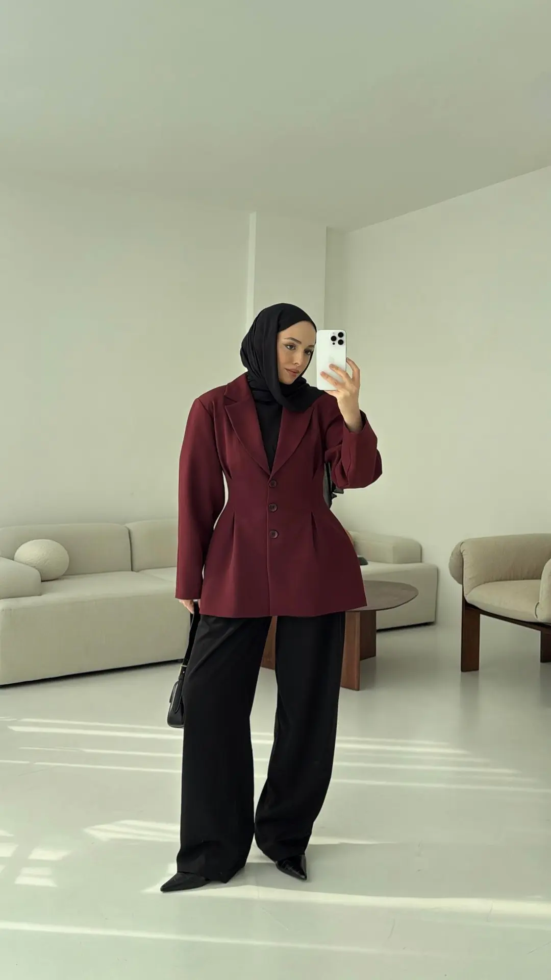 Belden Oturtmalı Tasarım Ceket Bordo - Görsel 7