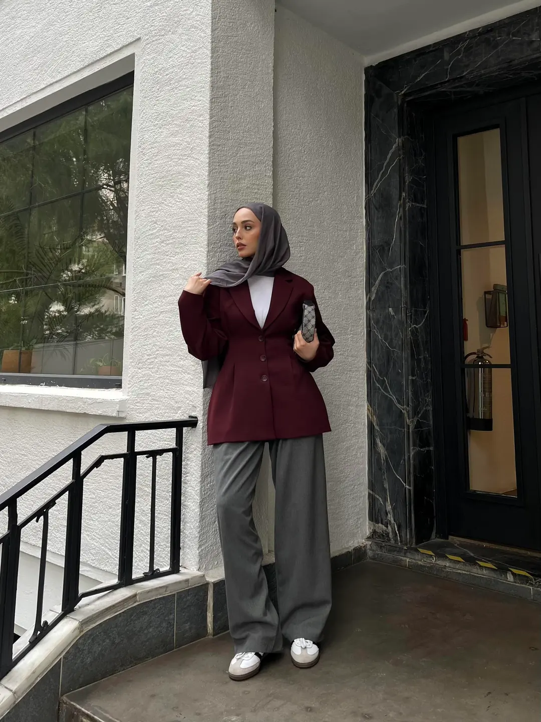 Belden Oturtmalı Tasarım Ceket Bordo - Görsel 4