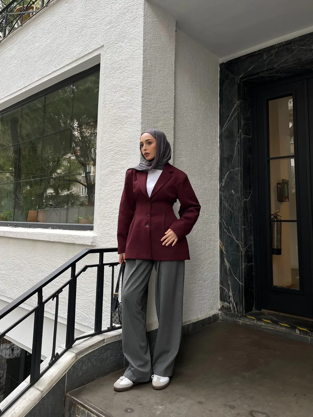 Belden Oturtmalı Tasarım Ceket Bordo - Görsel 5