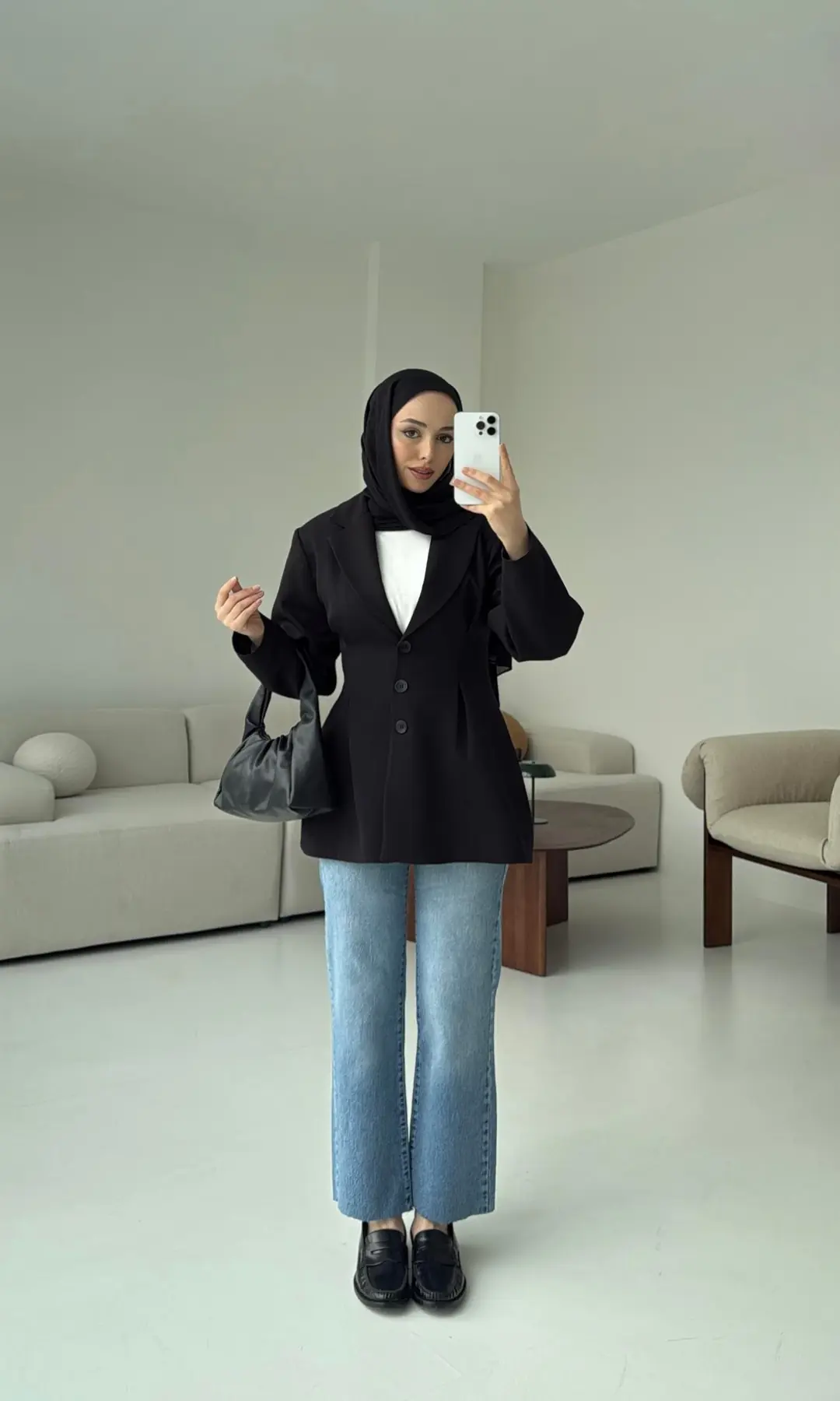 Belden Oturtmalı Tasarım Ceket Siyah - Görsel 2