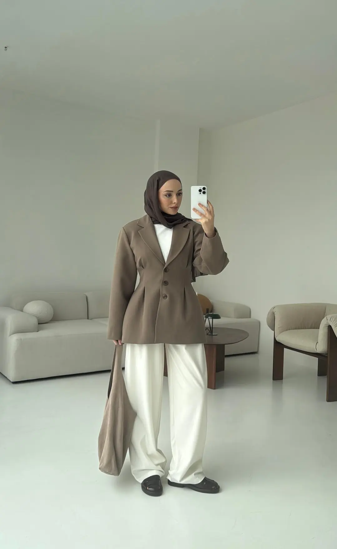 Belden Oturtmalı Tasarım Ceket Vizon - Görsel 4