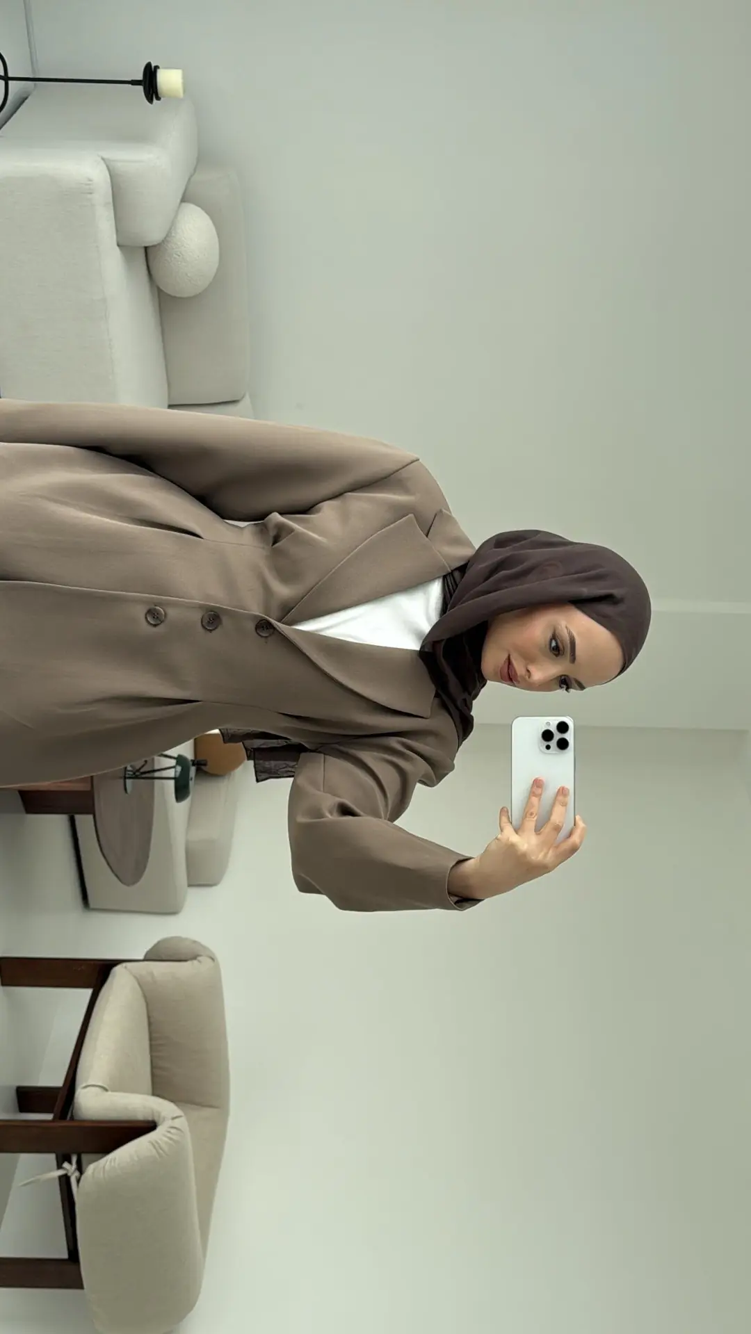 Belden Oturtmalı Tasarım Ceket Vizon - Görsel 5