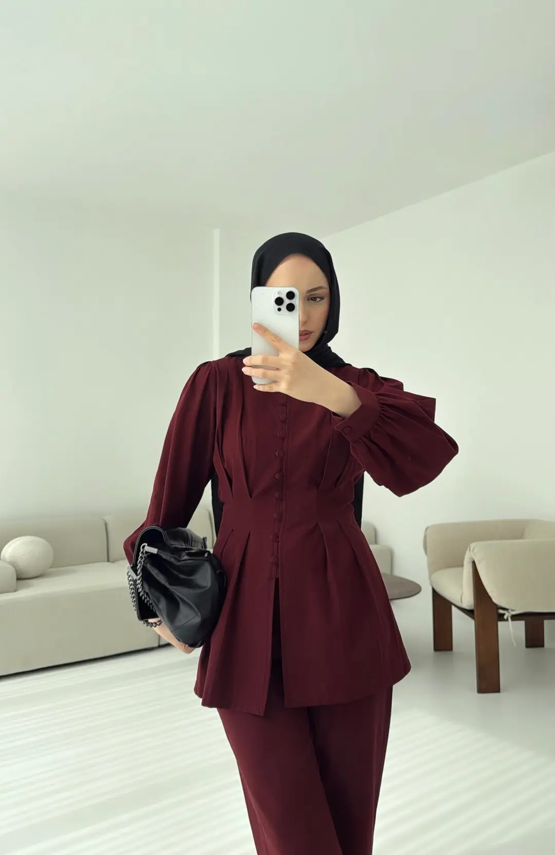 Beli Pensli Takım Bordo - Görsel 3