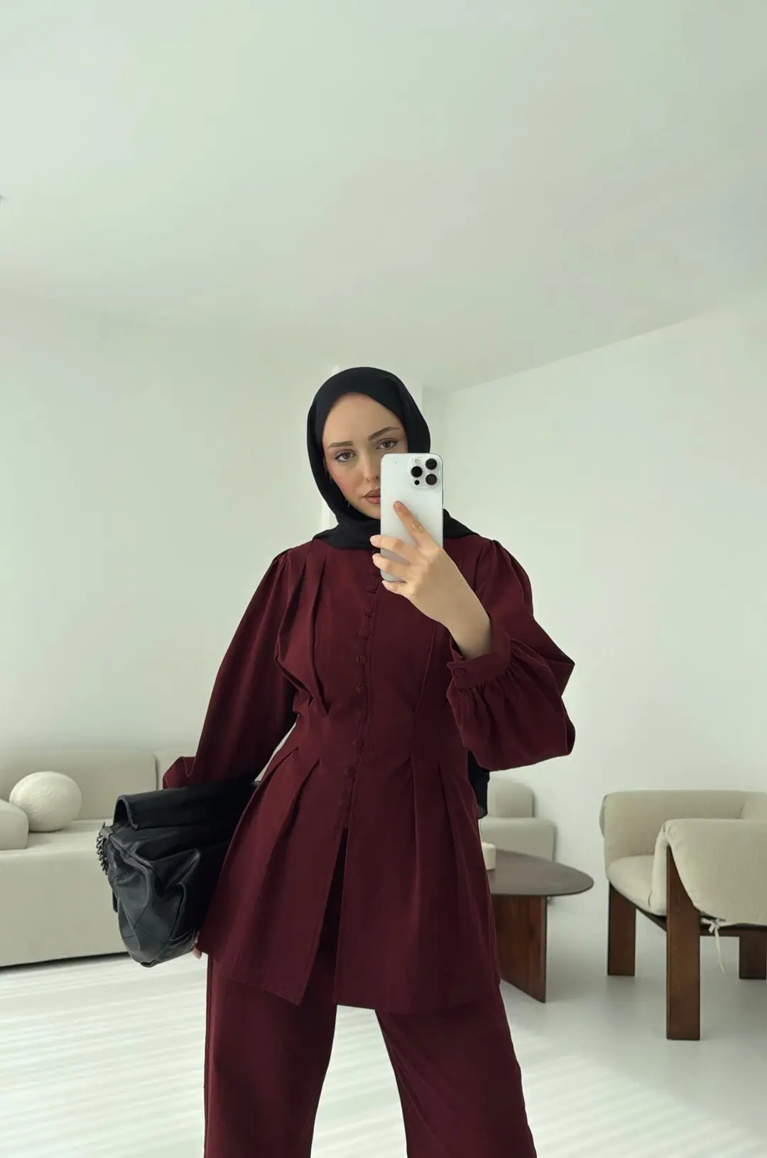 Beli Pensli Takım Bordo - Görsel 4