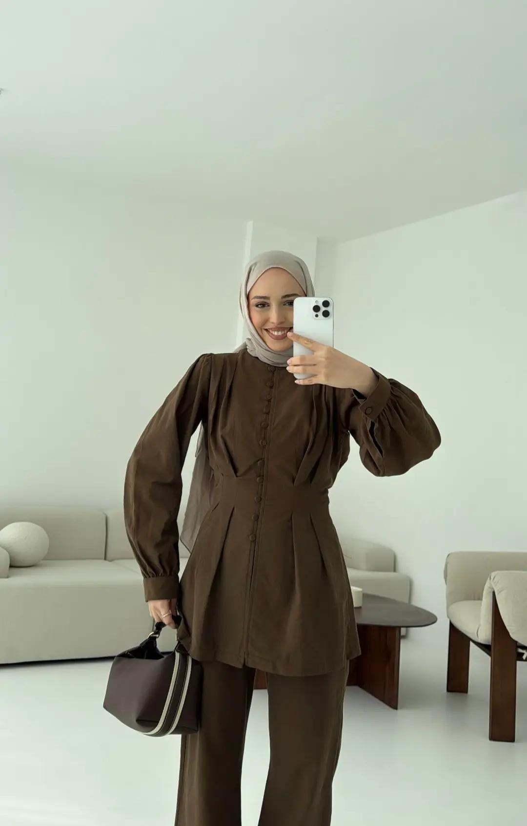 Beli Pensli Takım Kahve - Görsel 3