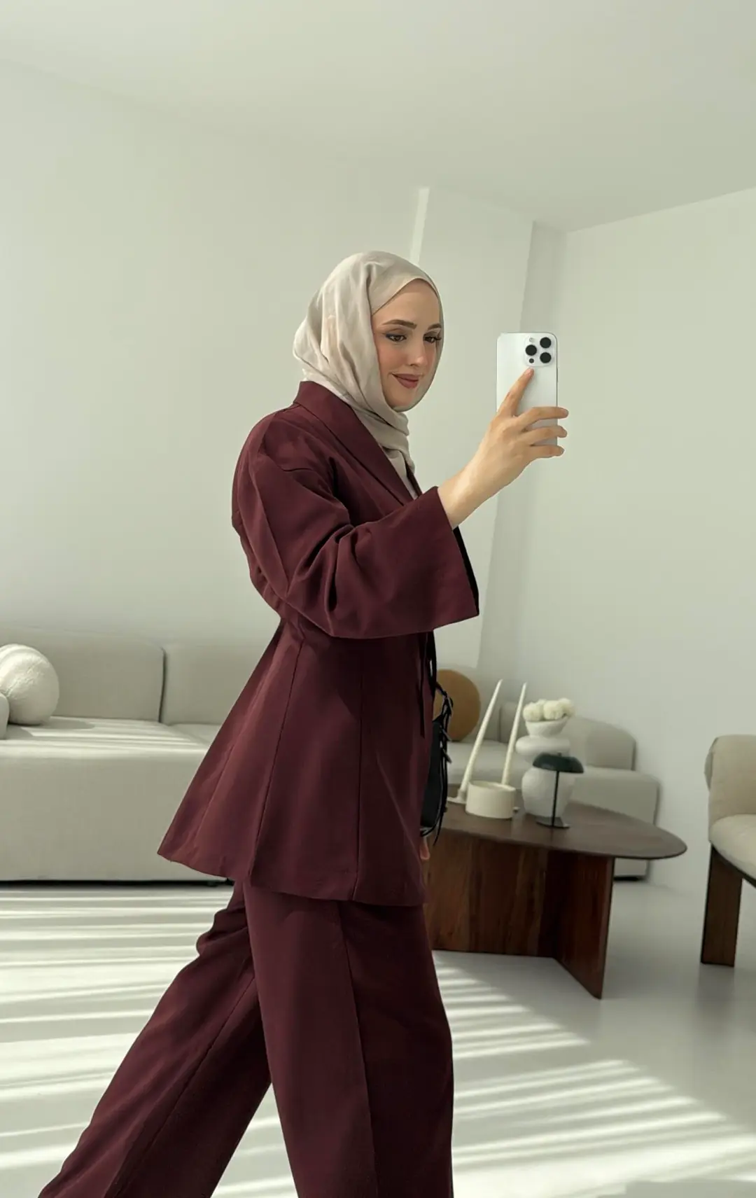 Beliza Viskon Takım Bordo - Görsel 3