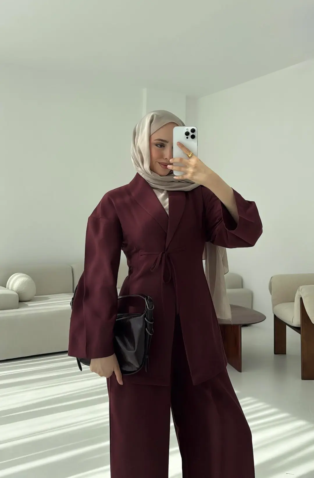 Beliza Viskon Takım Bordo - Görsel 6