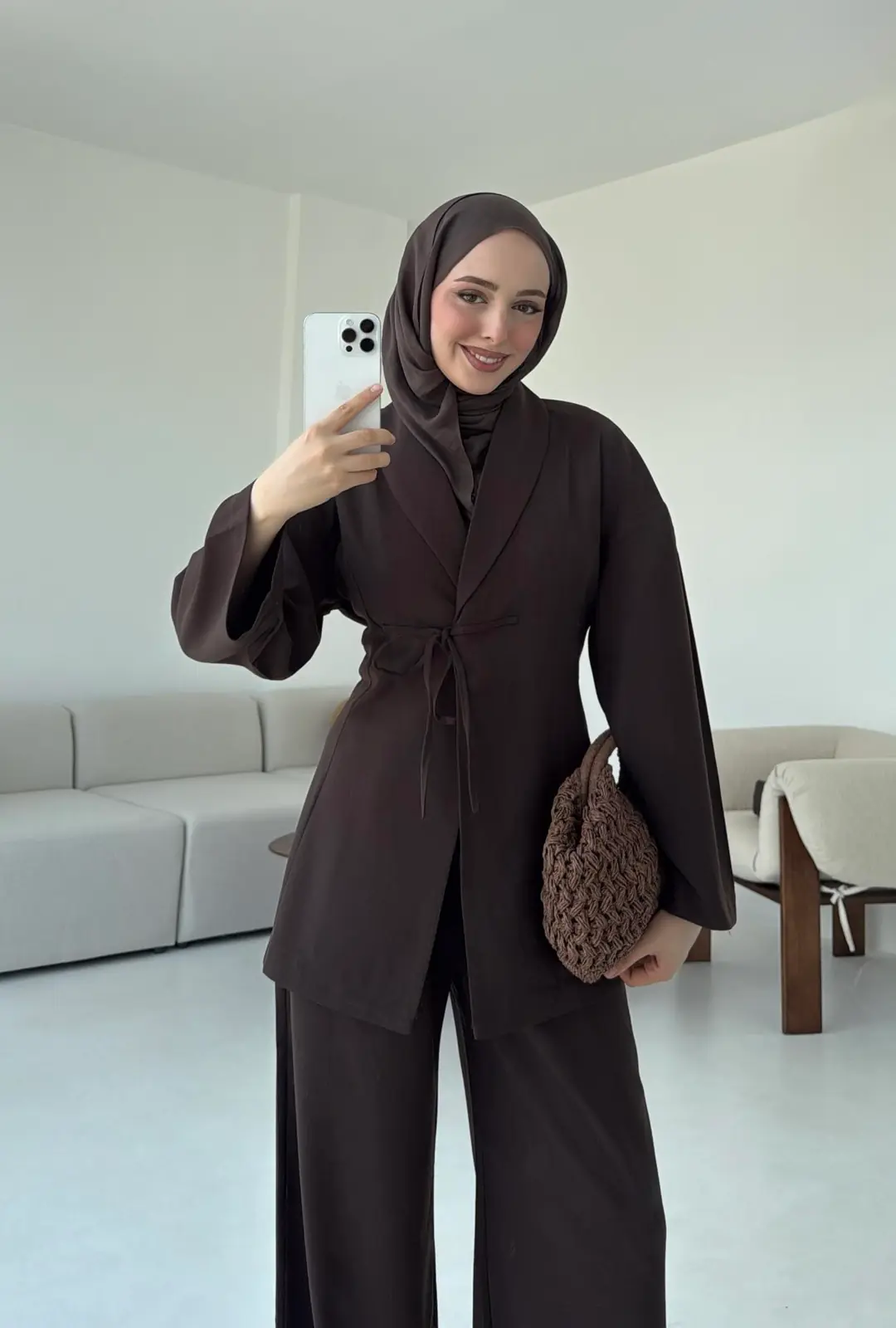 Beliza Viskon Takım Kahve - Görsel 7