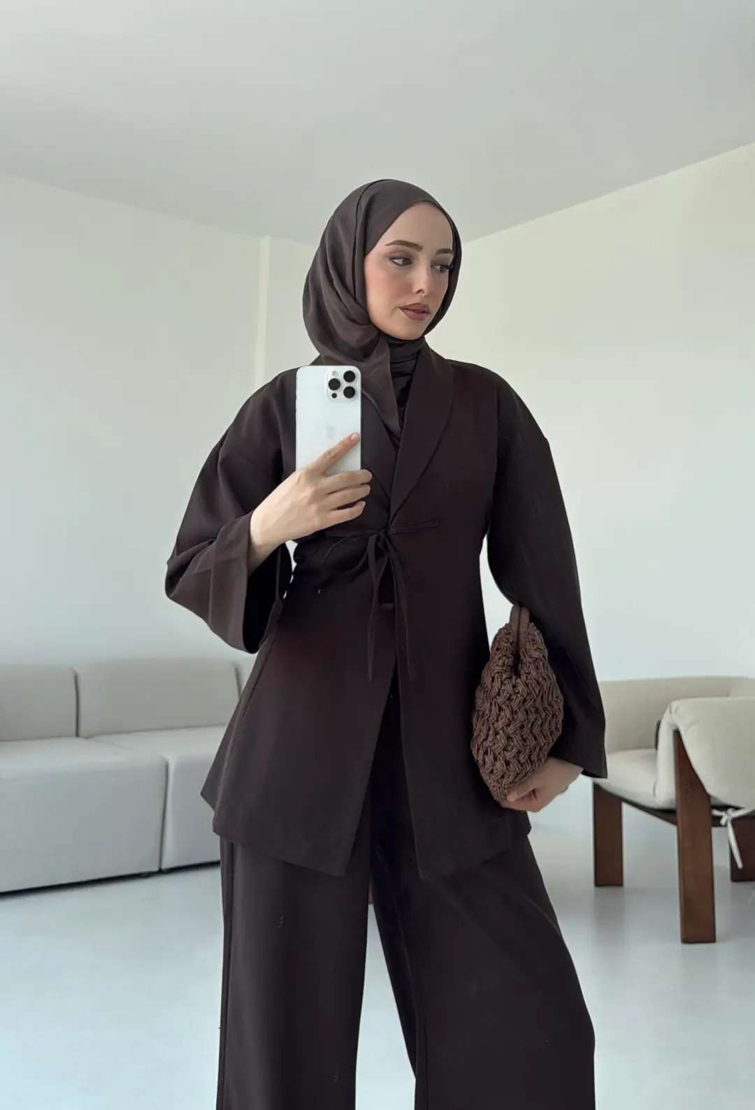 Beliza Viskon Takım Kahve - Görsel 9