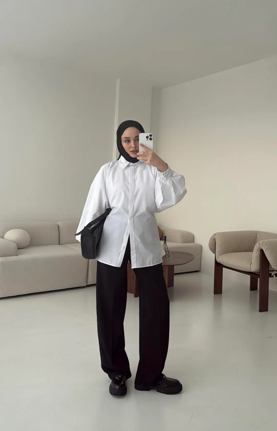 Beyaz Balon Kol Bağlamalı Gömlek - Görsel 9