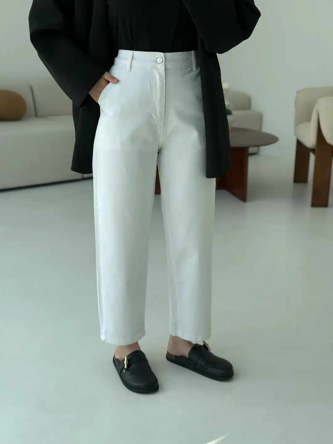 Beyaz Mom Jean - Görsel 2