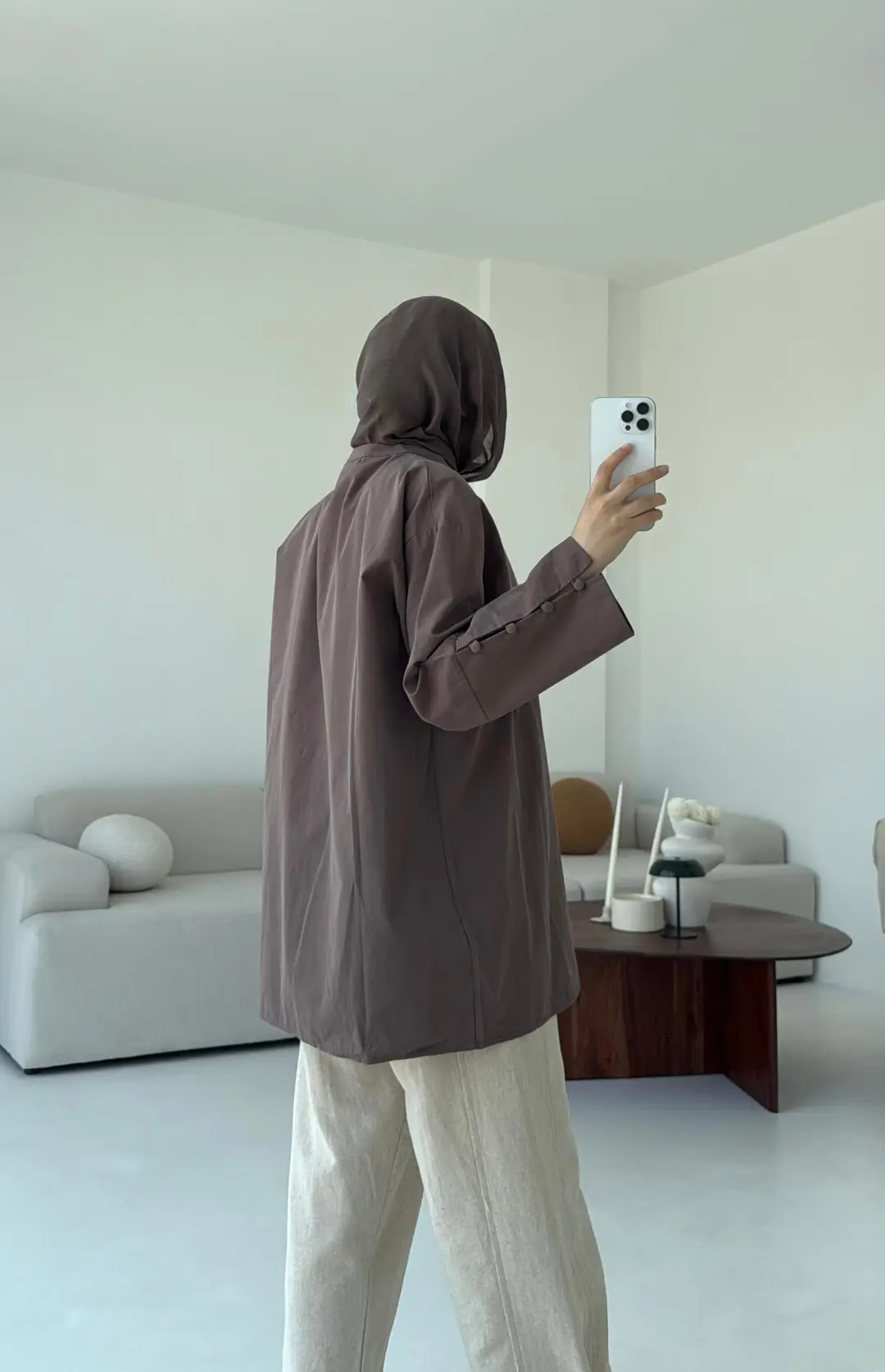 Birit Dügmeli Gömlek Kahve - Görsel 3