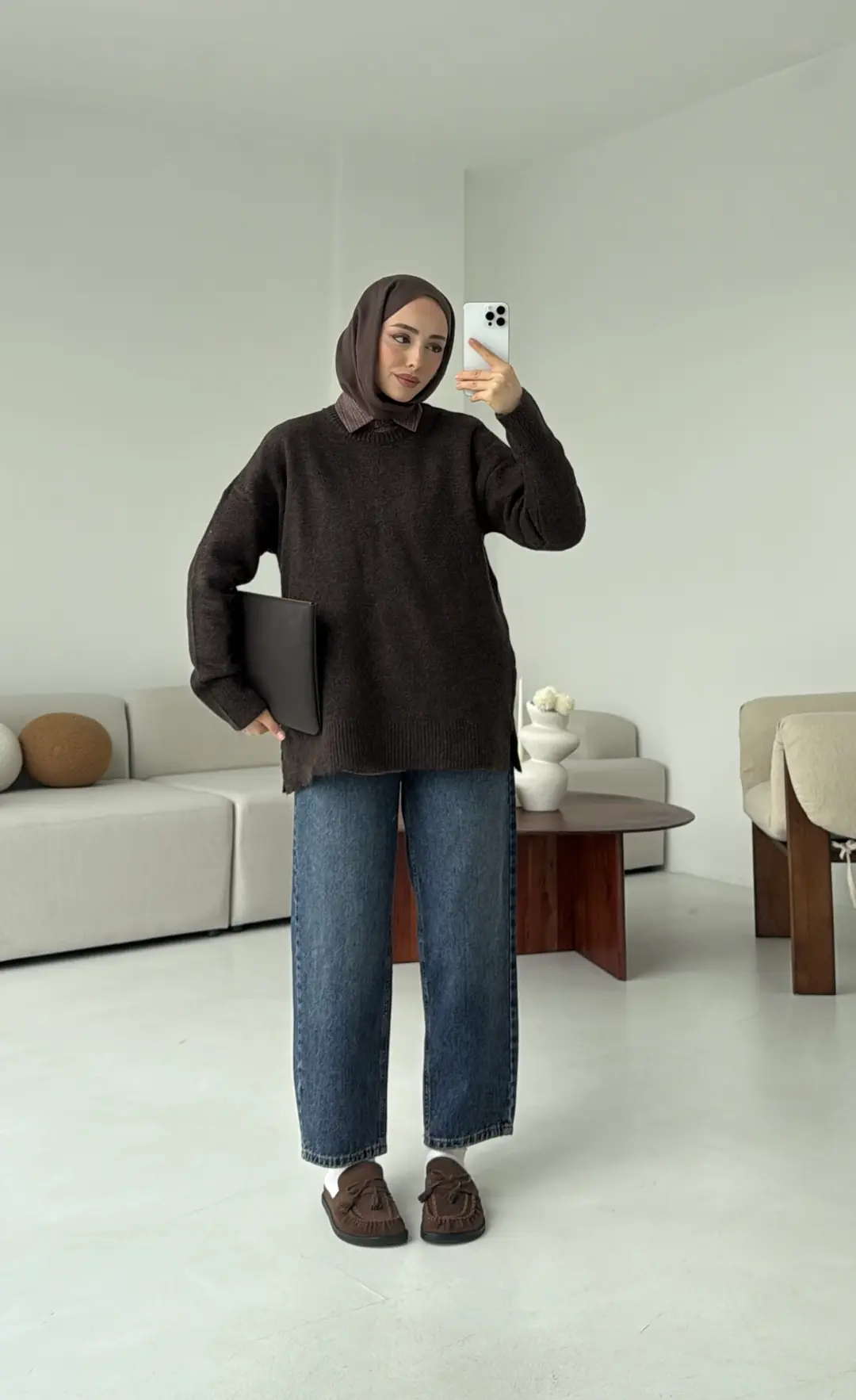 Bisiklet Yaka Kahve Kazak - Görsel 3