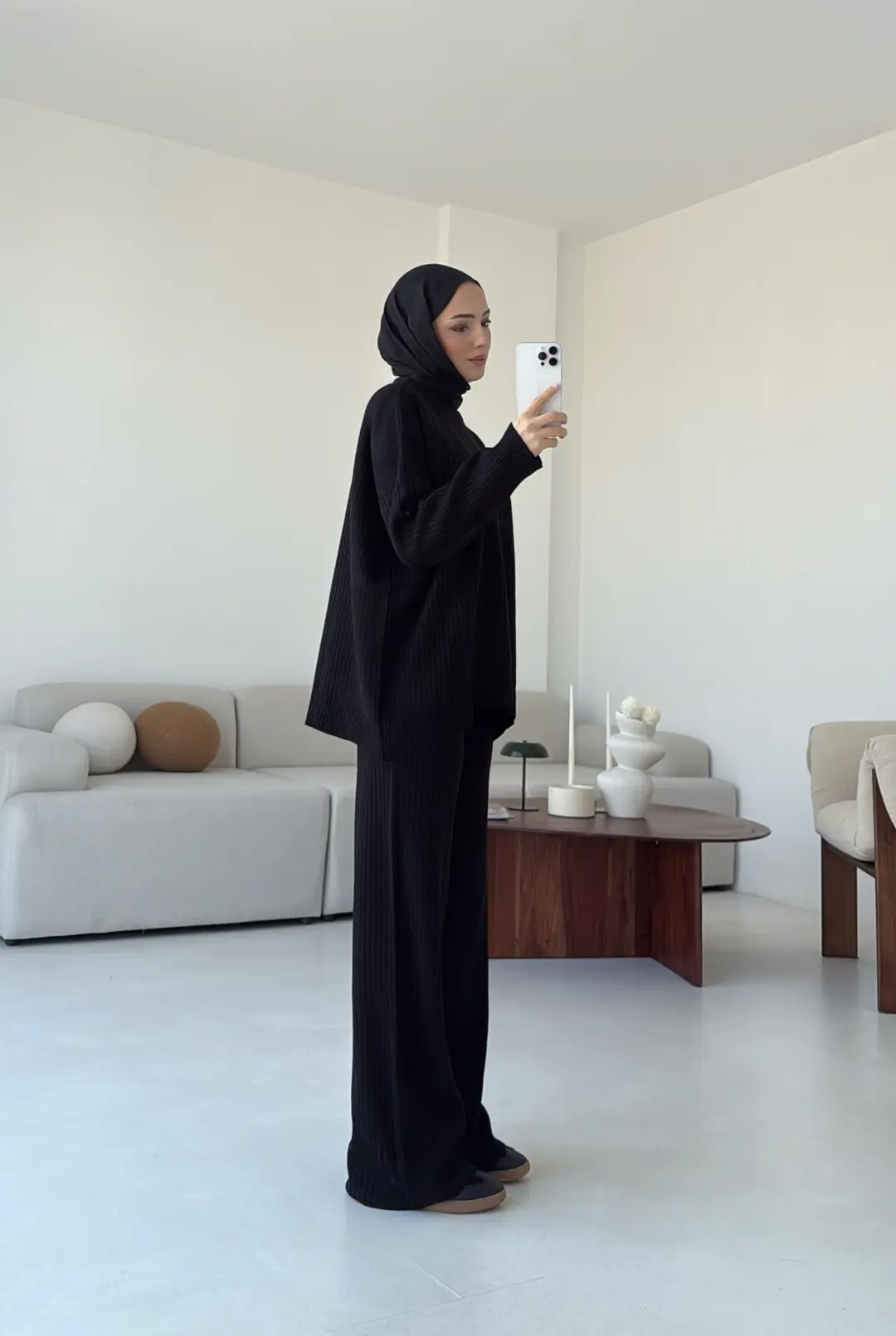 Bisiklet Yaka Triko Takım Siyah - Görsel 2