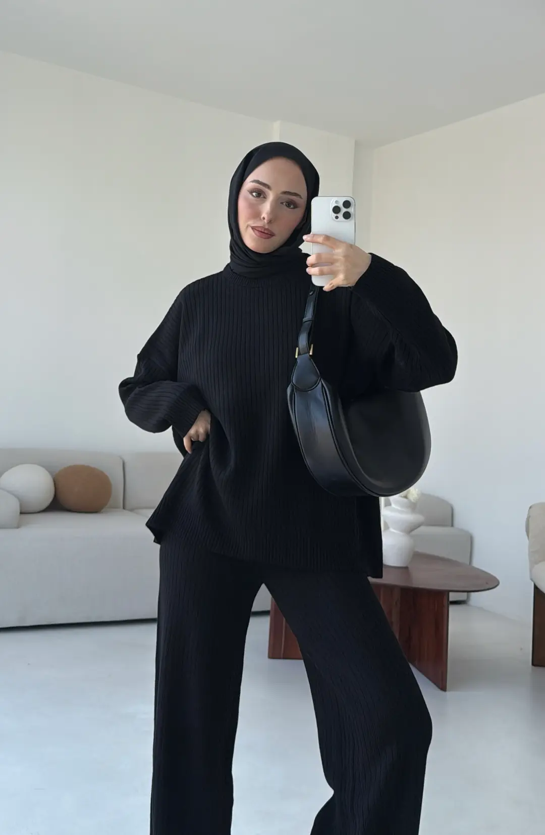 Bisiklet Yaka Triko Takım Siyah - Görsel 6