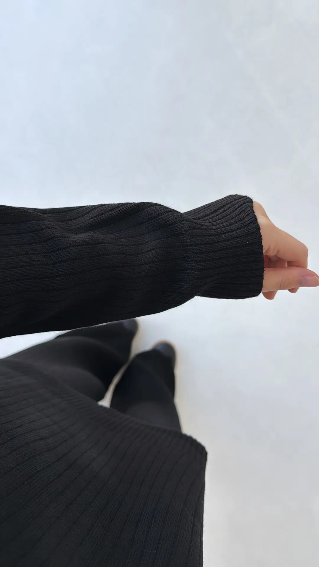 Bisiklet Yaka Triko Takım Siyah - Görsel 7