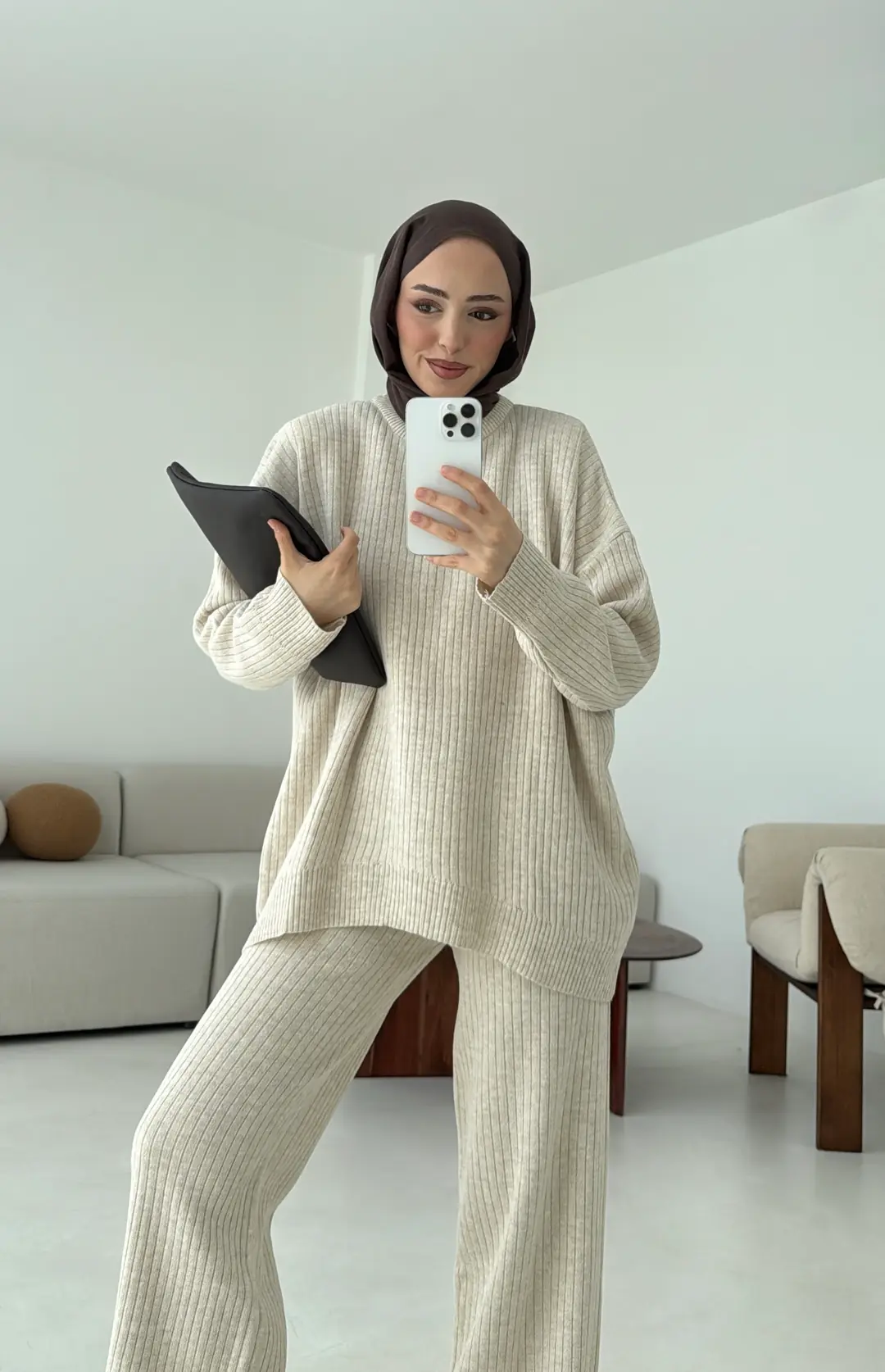 Bisiklet Yaka Triko Takım Taş - Görsel 3