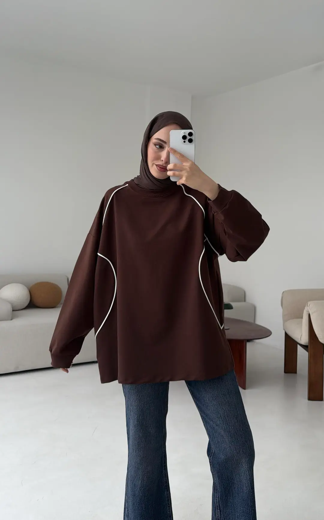 Biyeli Sweat Kahve - Görsel 3