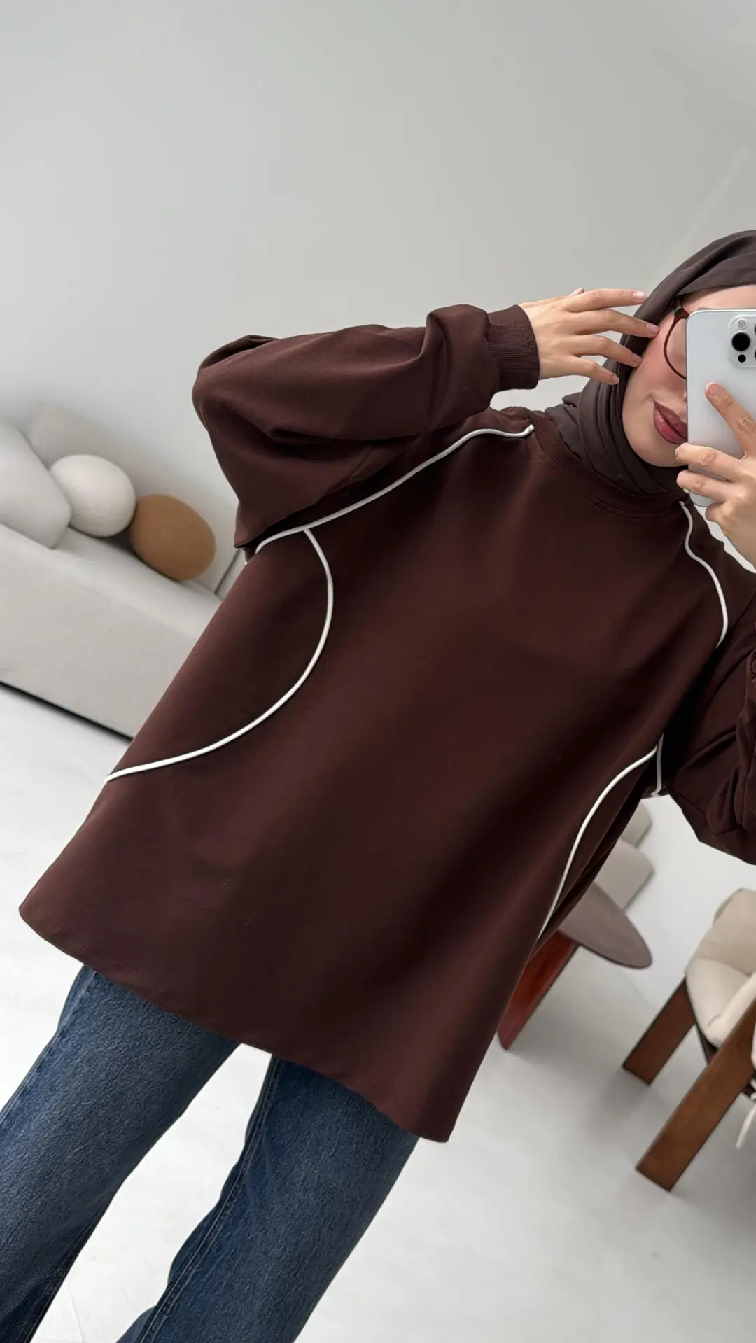 Biyeli Sweat Kahve - Görsel 4