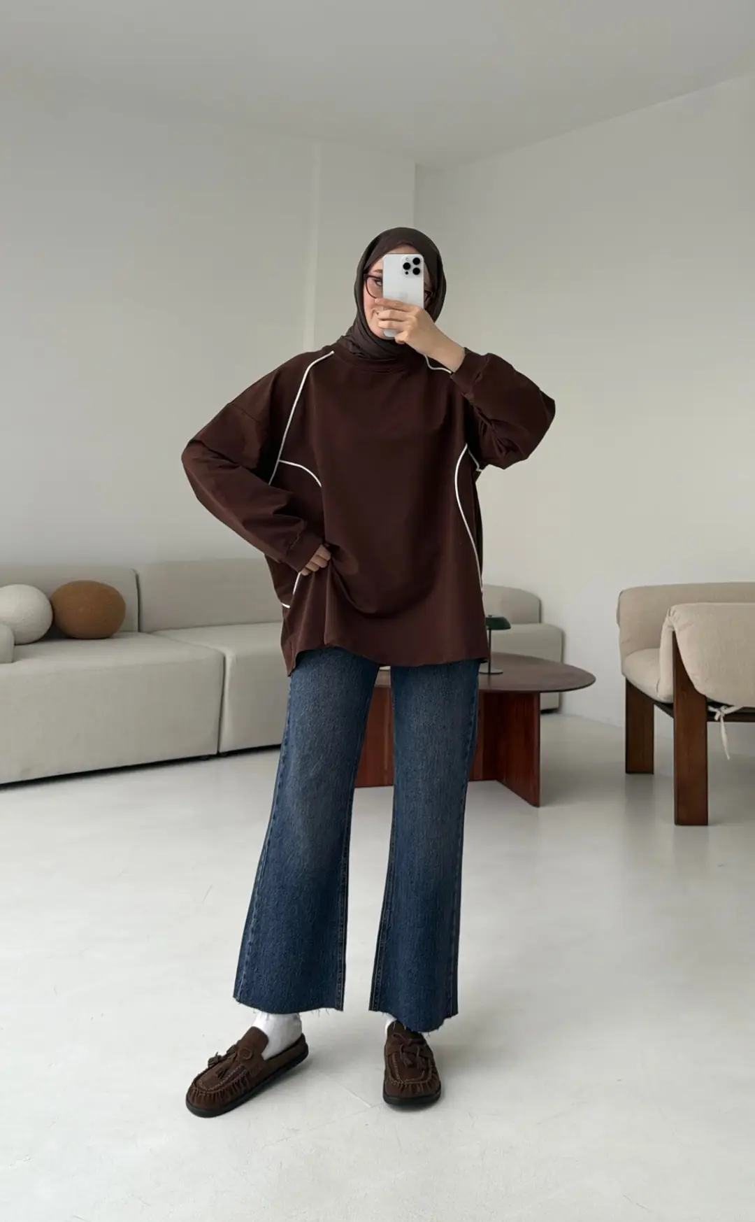 Biyeli Sweat Kahve - Görsel 5