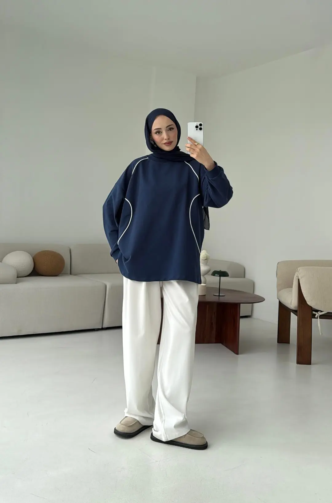 Biyeli Sweat Lacivert - Görsel 2