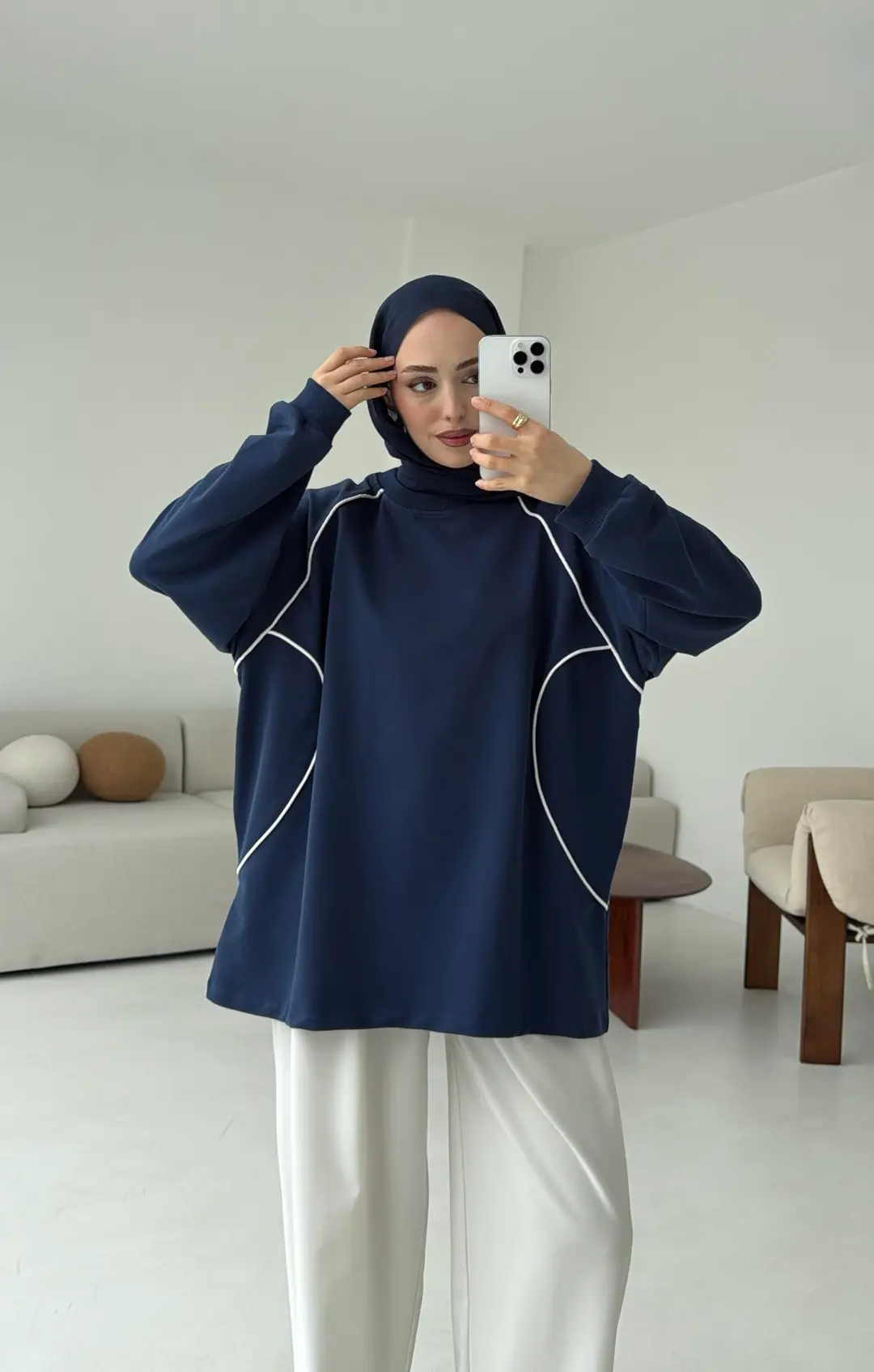 Biyeli Sweat Lacivert - Görsel 4