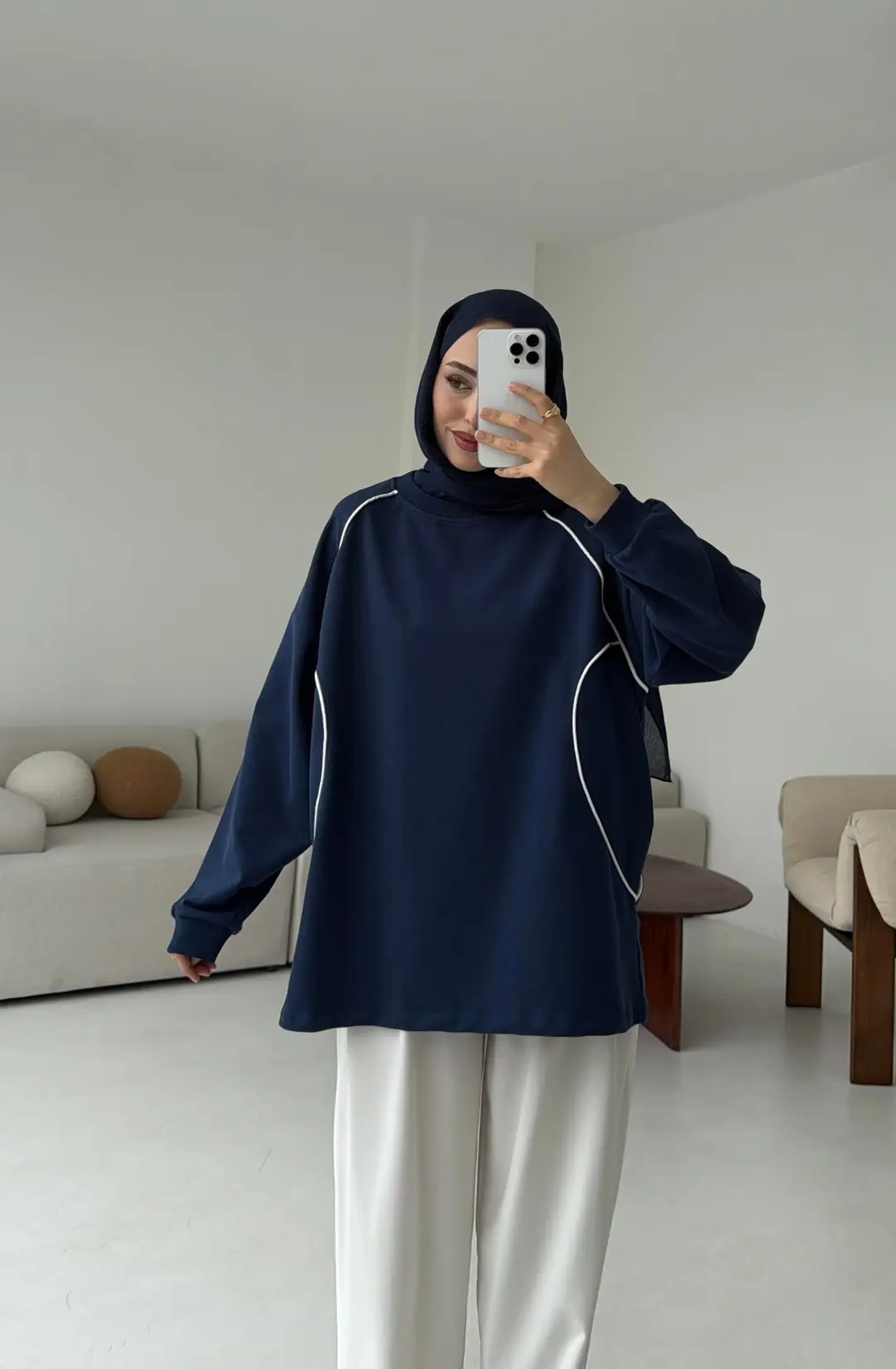 Biyeli Sweat Lacivert - Görsel 5