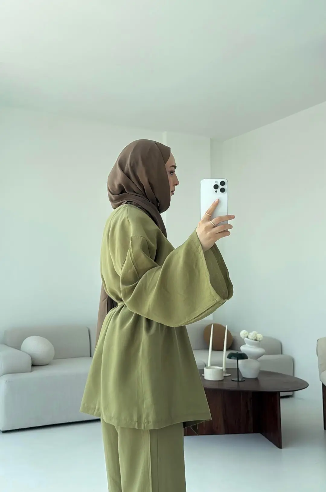 Bluz Biyeli Pantolon Takım Olive - Görsel 4