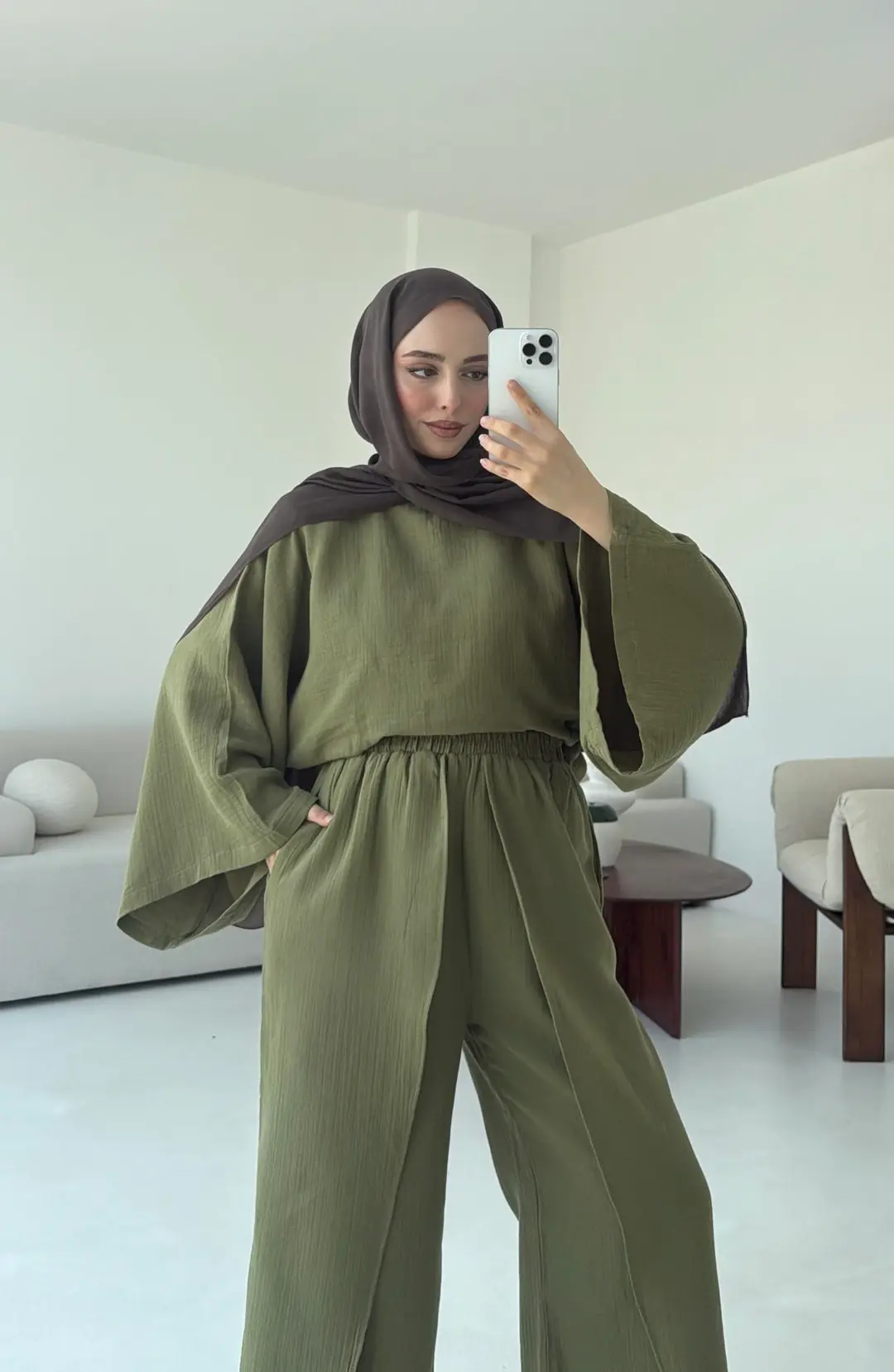 Bluzlu Yarasa Kol Takım Haki - Görsel 2