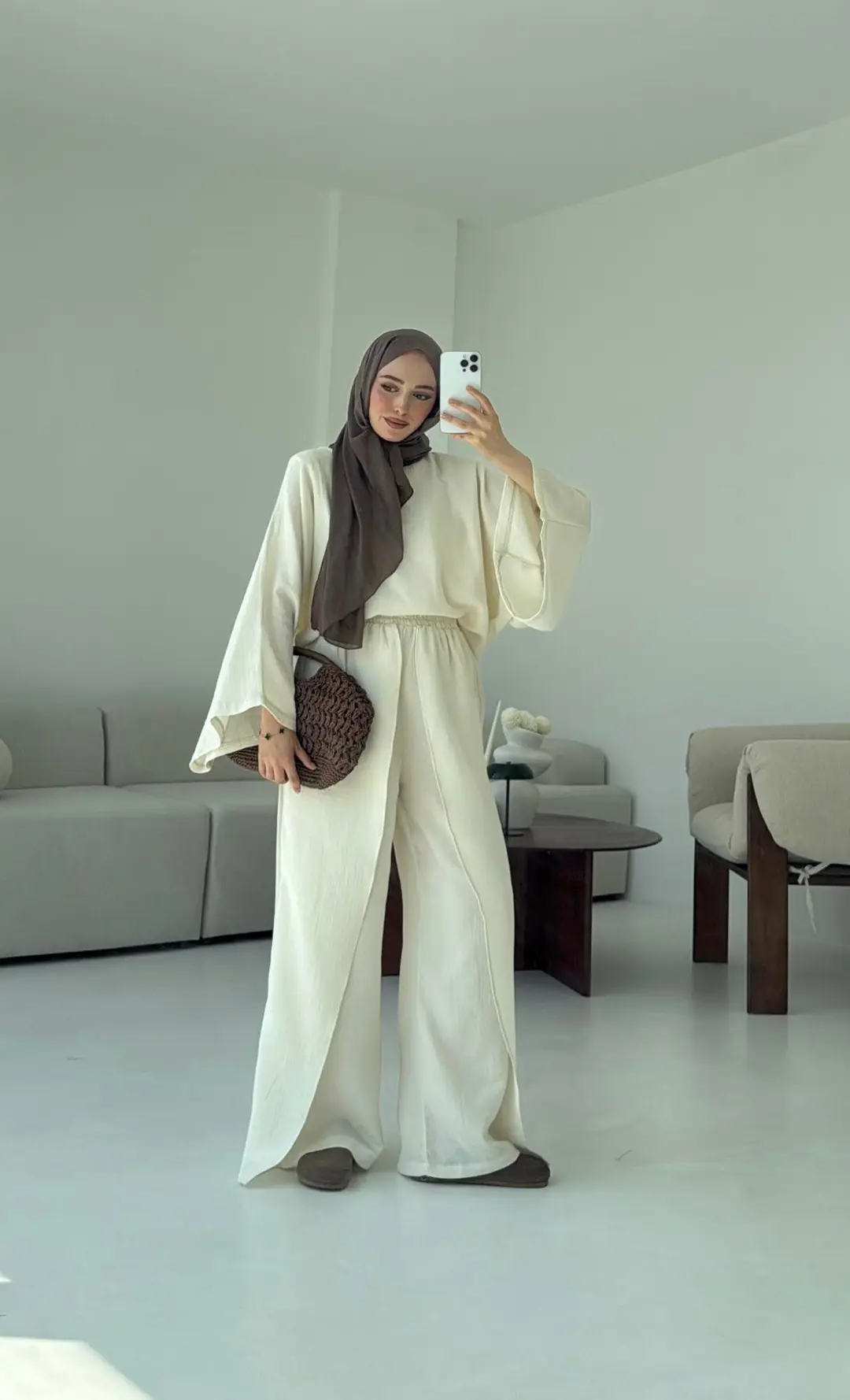 Bluzlu Yarasa Kol Takım Krem - Görsel 4