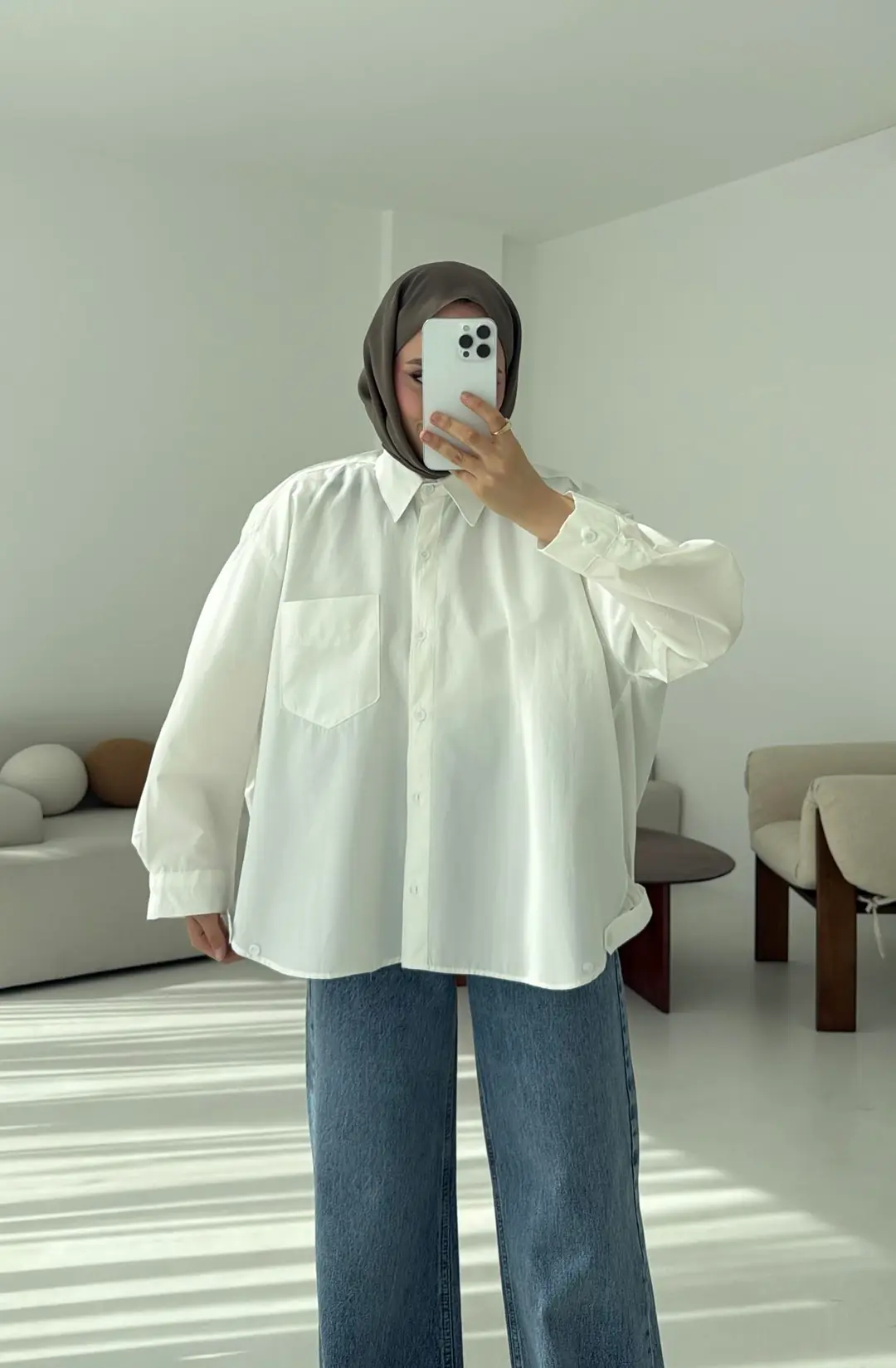 Bomber Gömlek Beyaz - Görsel 4