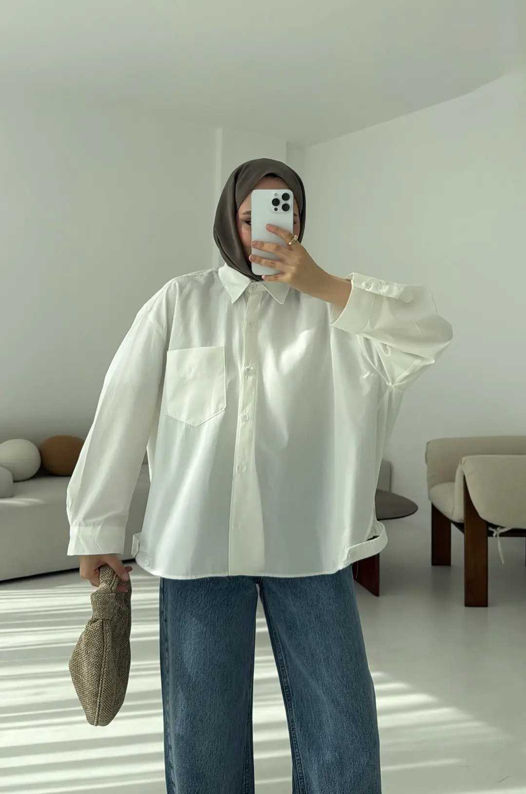 Bomber Gömlek Beyaz - Görsel 5