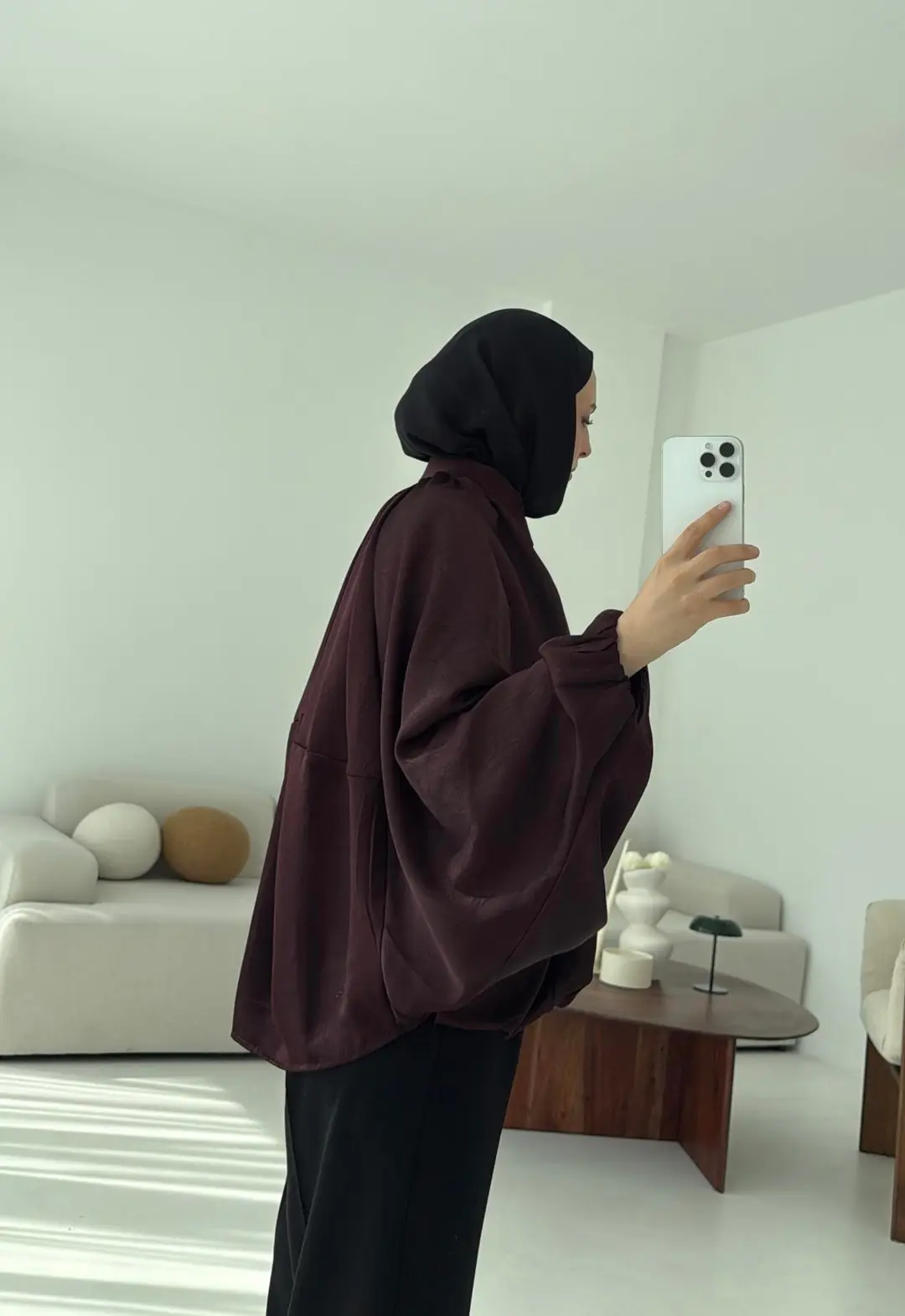 Bomber Saten Ceket Bordo - Görsel 3