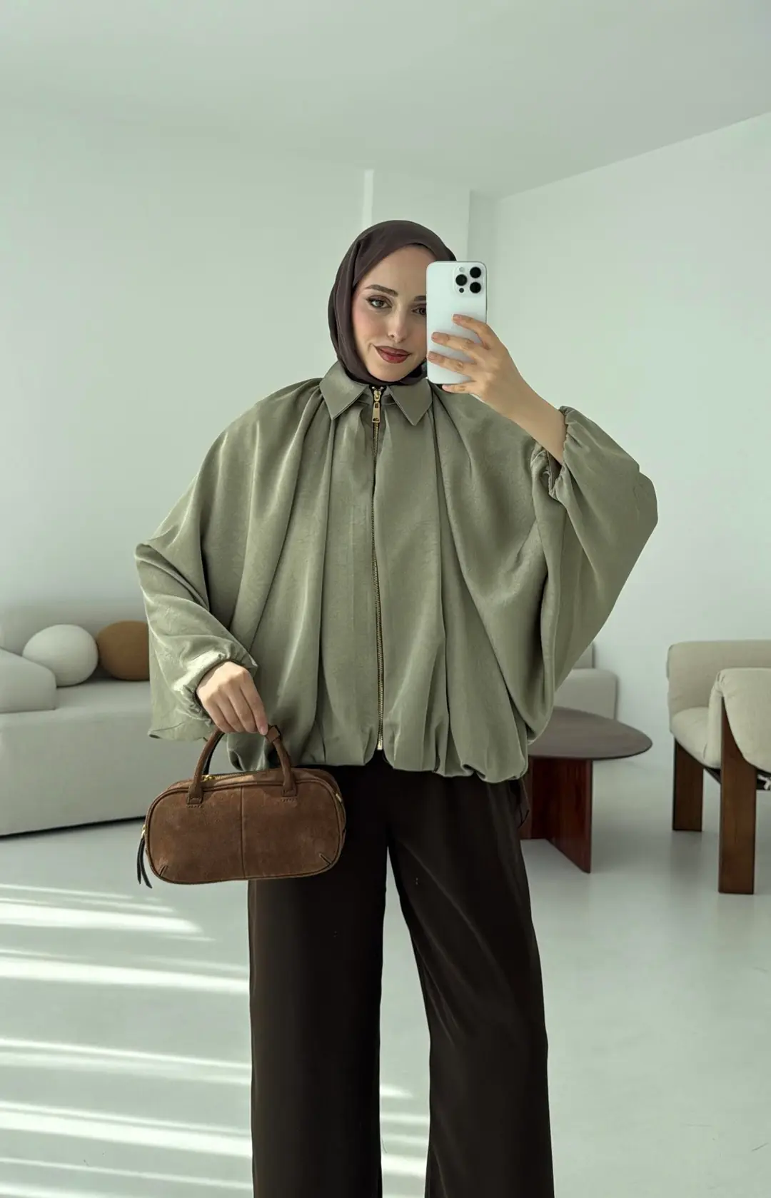 Bomber Saten Ceket Cagla - Görsel 6