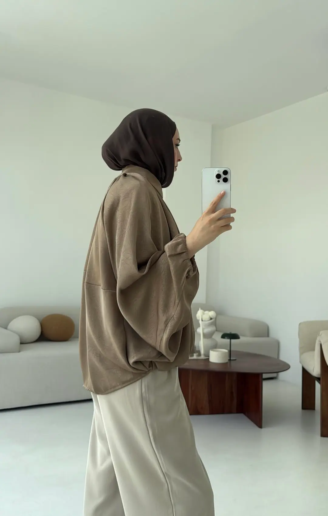 Bomber Saten Ceket Camel - Görsel 3