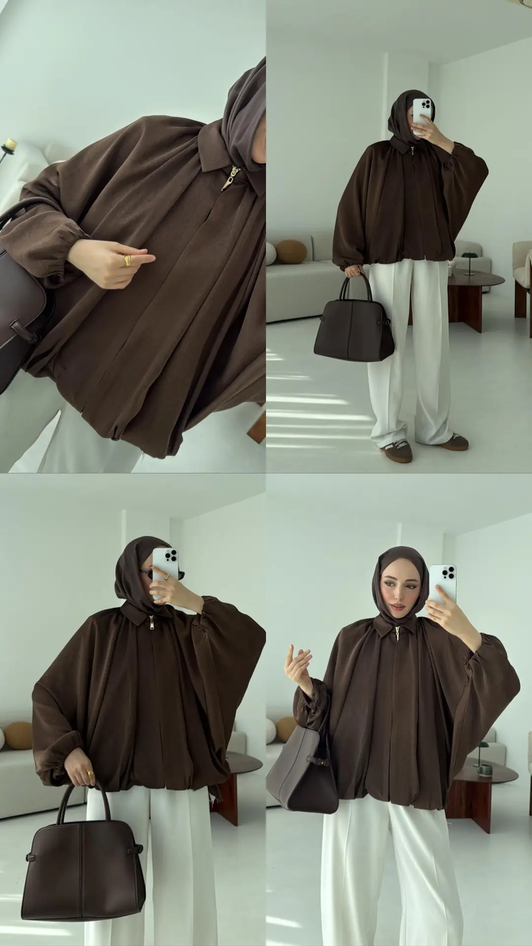 Bomber Saten Ceket Kahve - Görsel 5