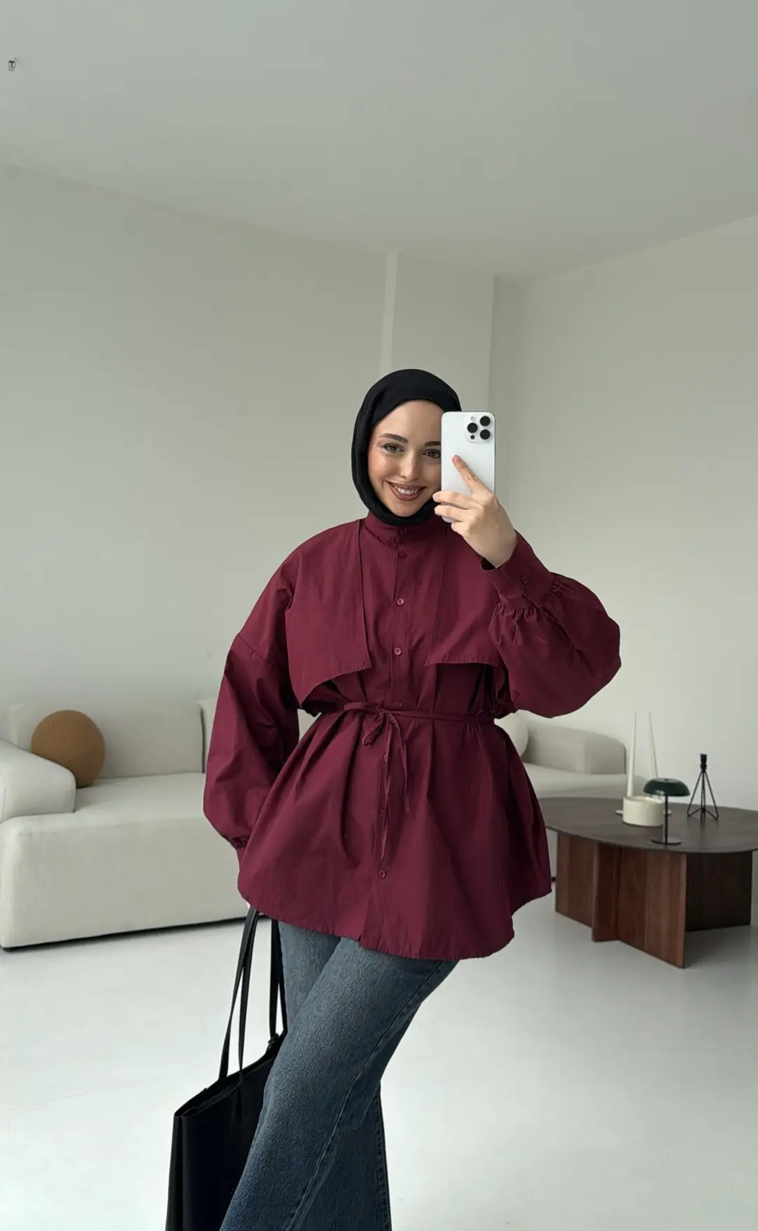 Bordo Bağlamalı Gömlek